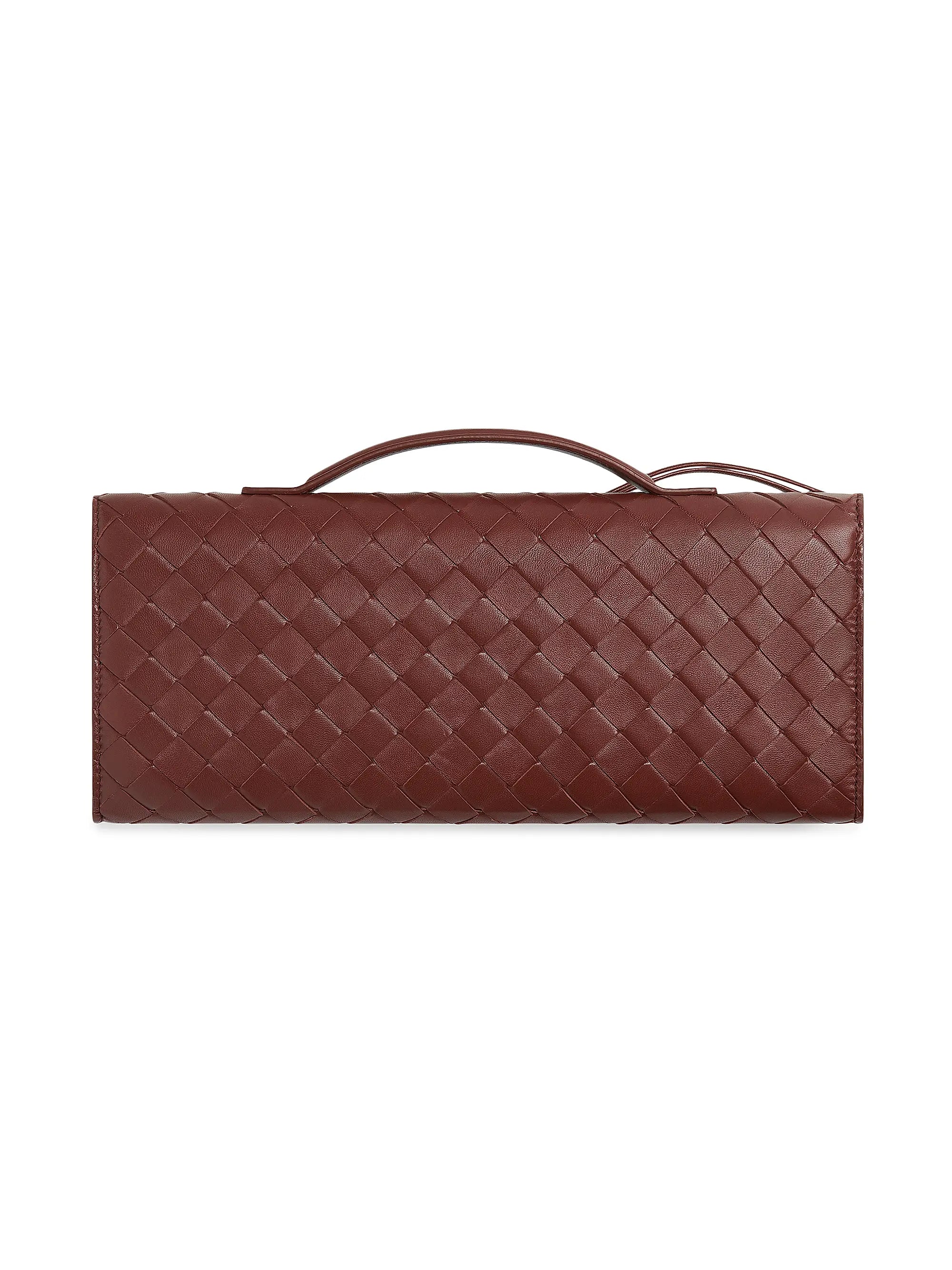 Bottega Veneta Andiamo Intrecciato Leather Top-Handle Clutch