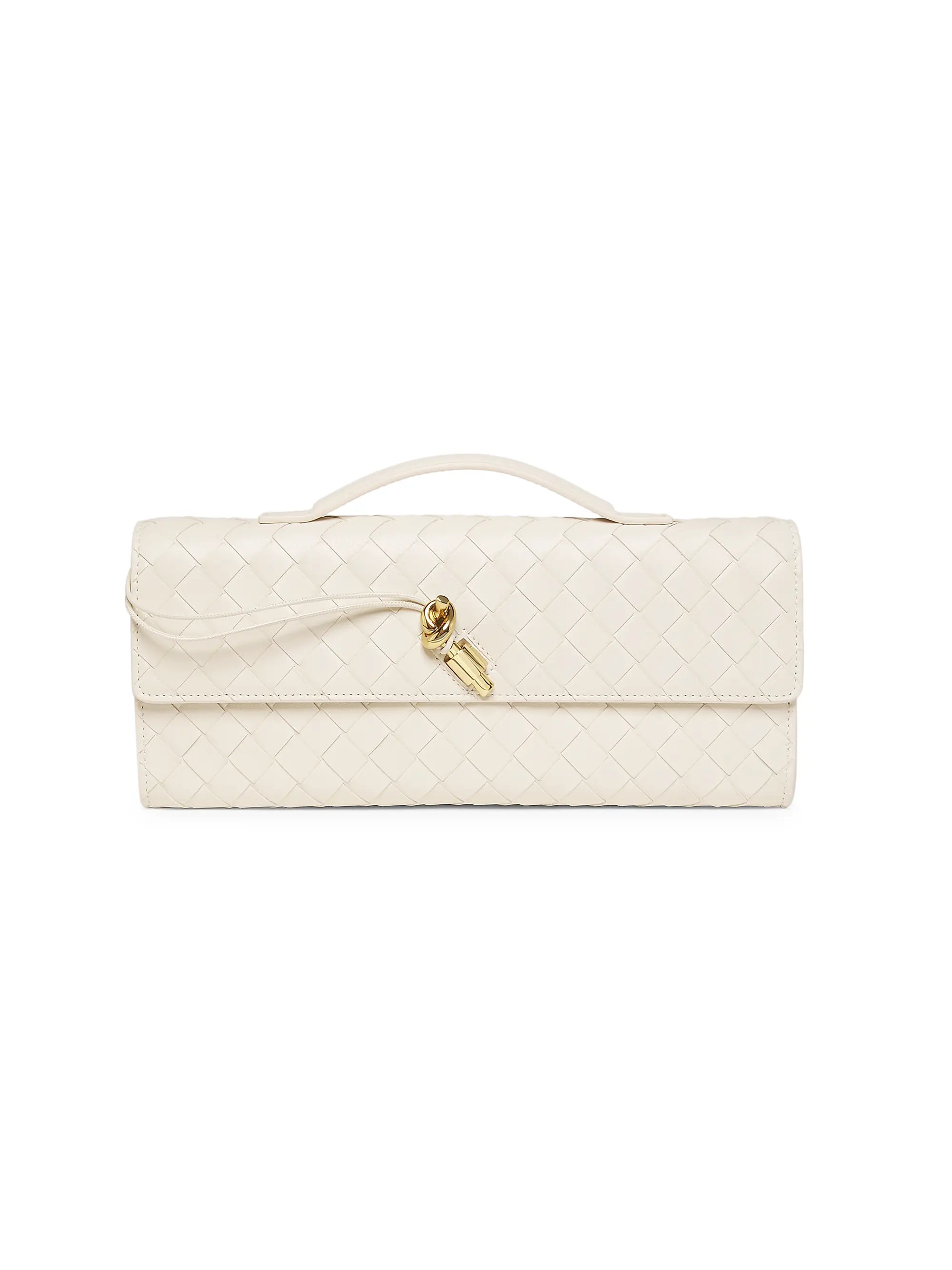 Bottega Veneta Andiamo Intrecciato Leather Top-Handle Clutch