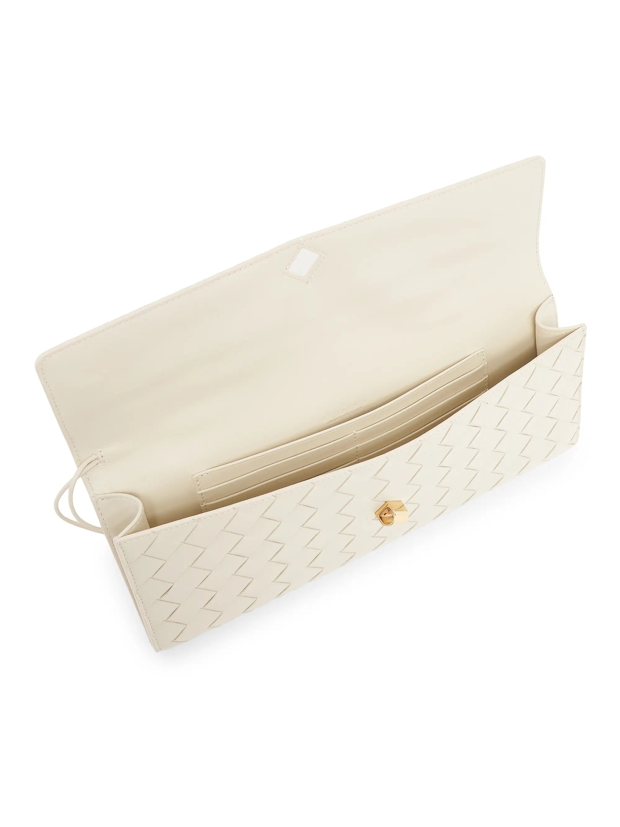 Bottega Veneta Andiamo Intrecciato Leather Top-Handle Clutch