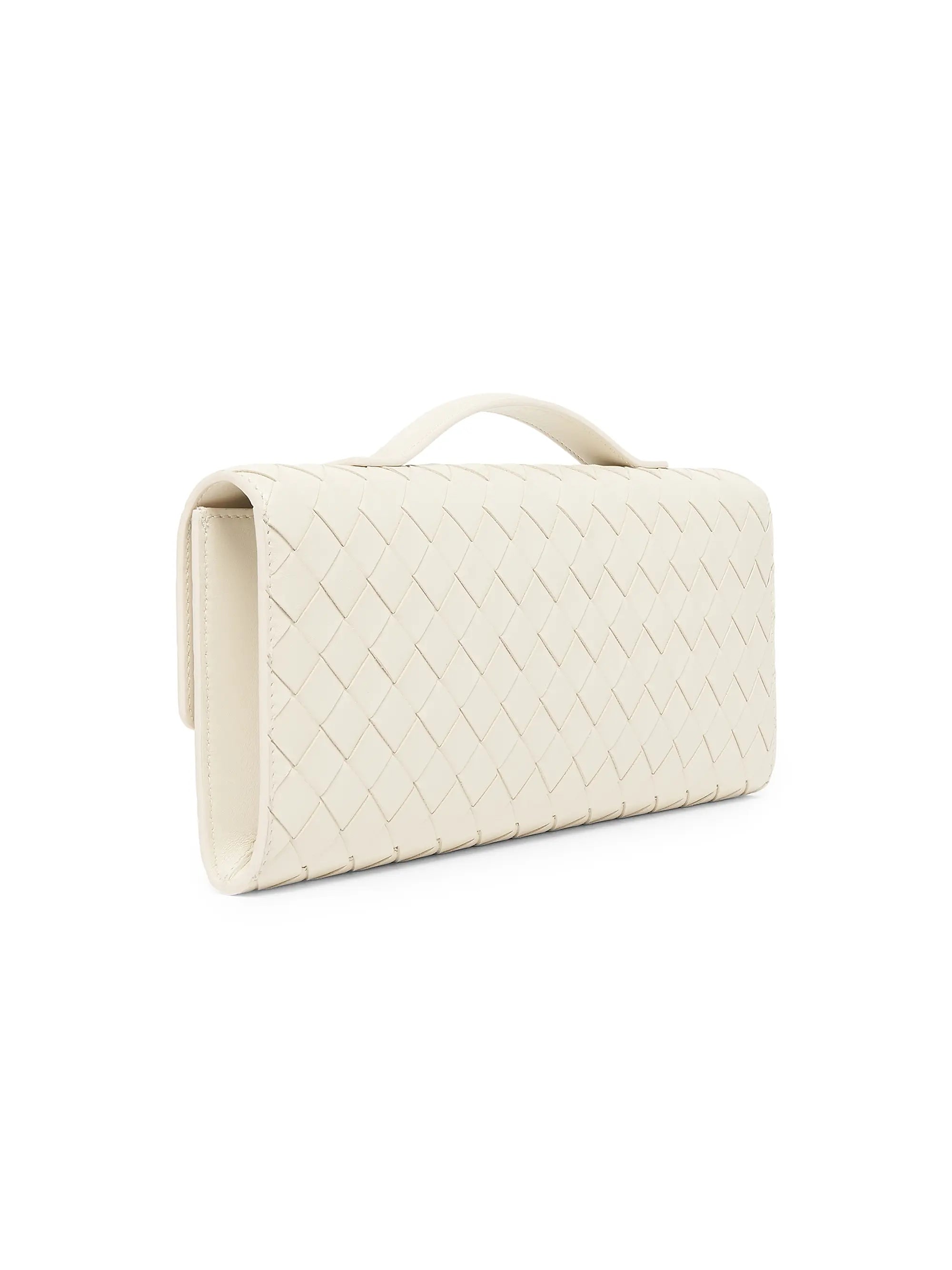 Bottega Veneta Andiamo Intrecciato Leather Top-Handle Clutch