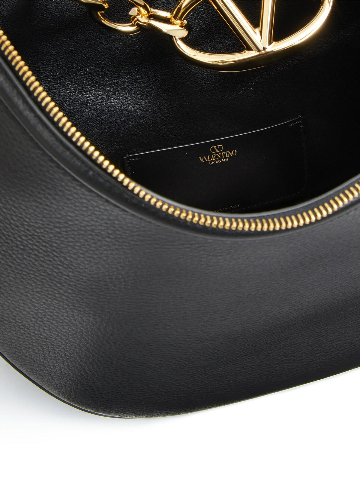 Valentino Garavani VLogo Moon Medium Grainy Calfskin Hobo Bag with Chain