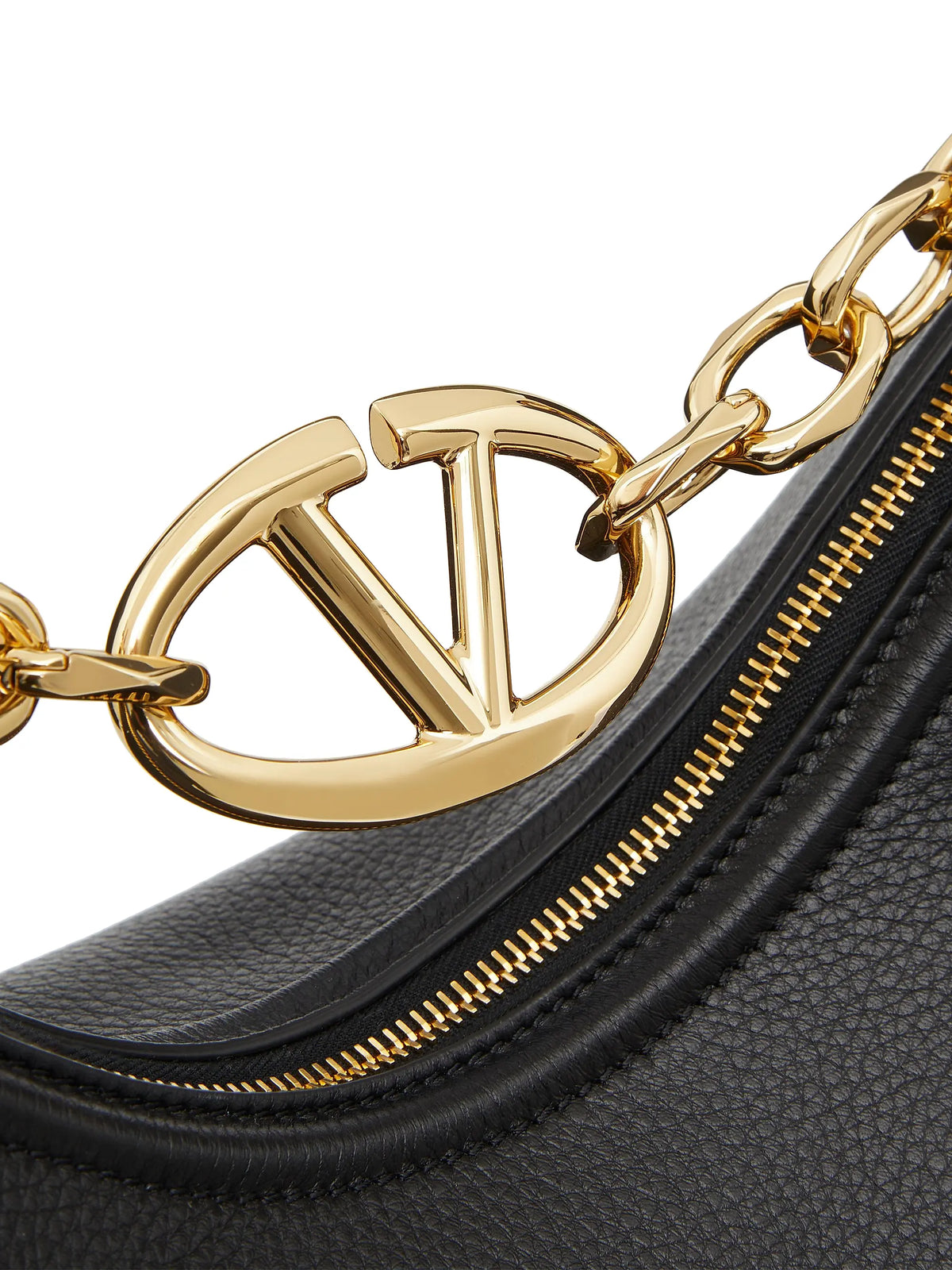 Valentino Garavani VLogo Moon Medium Grainy Calfskin Hobo Bag with Chain