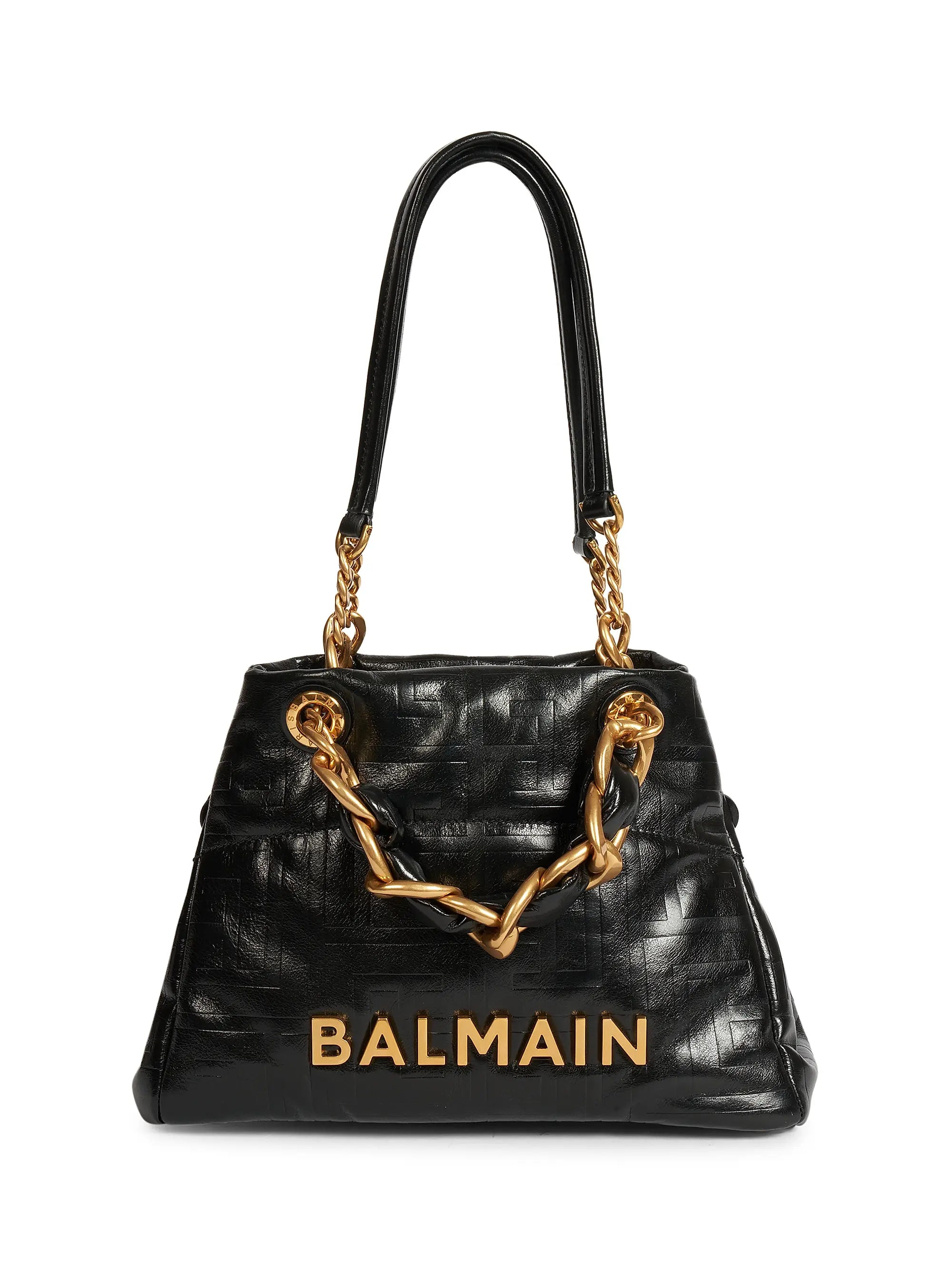 Balmain Soft Cabas Monogram Leather Tote Bag
