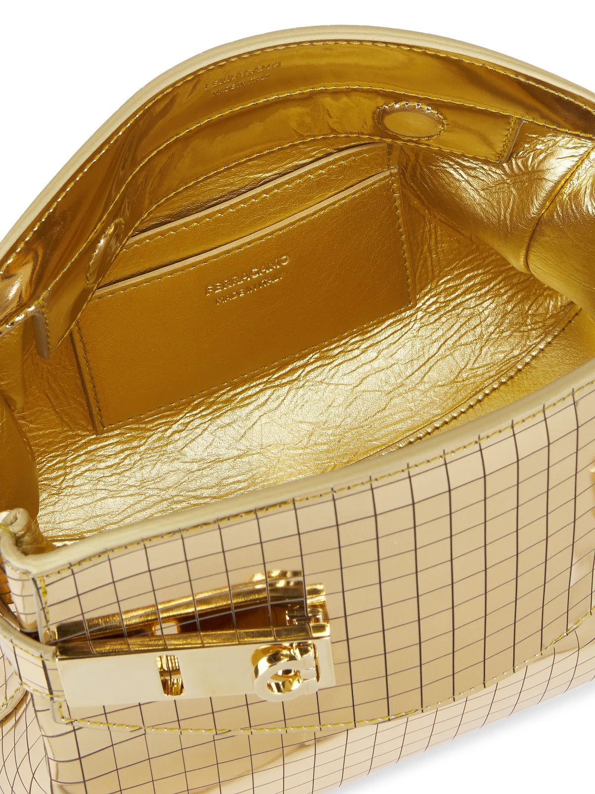FERRAGAMO Small Hug Sequined Leather Pouch