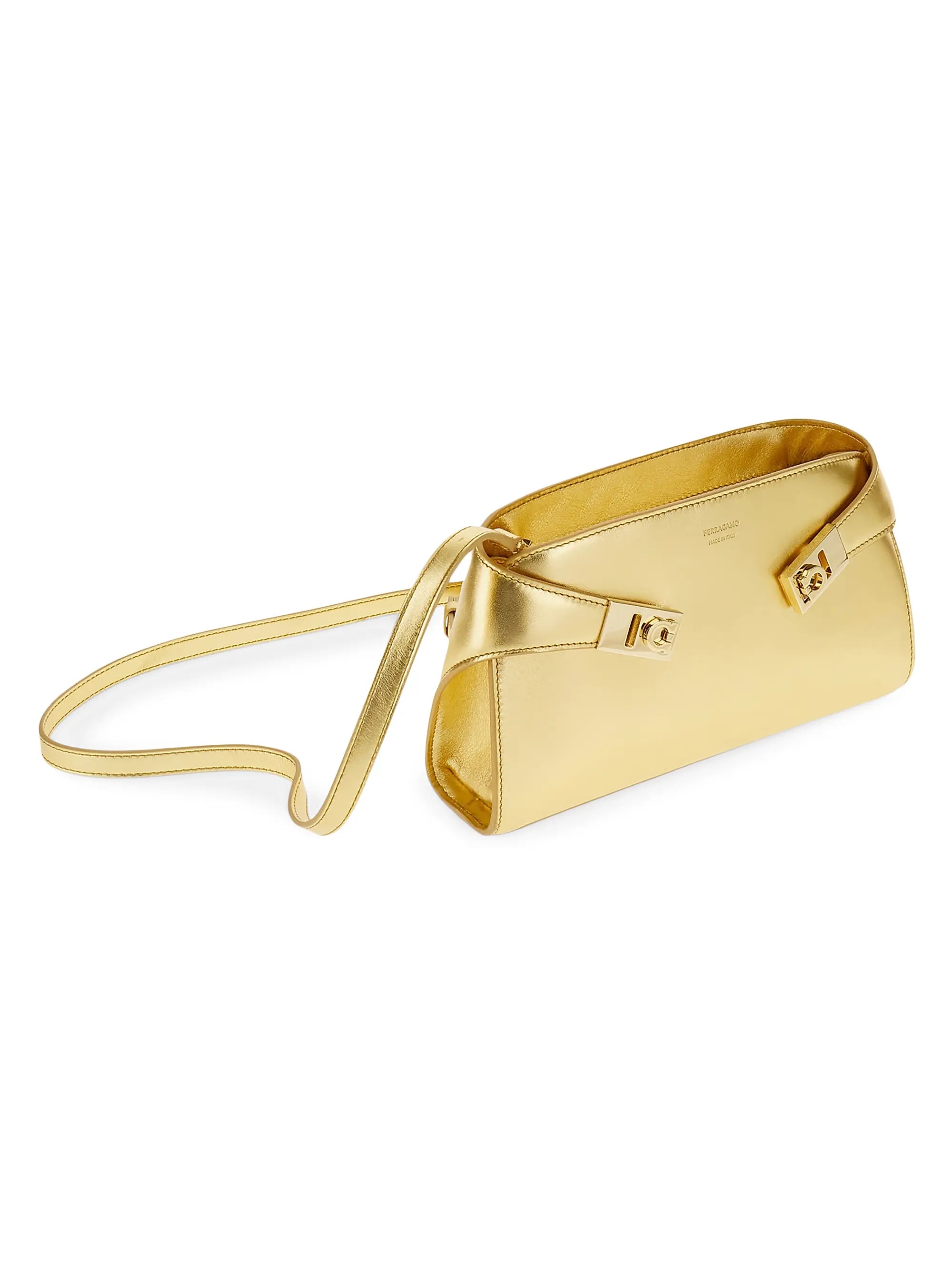 FERRAGAMO Hug Metallic Leather Crossbody Bag