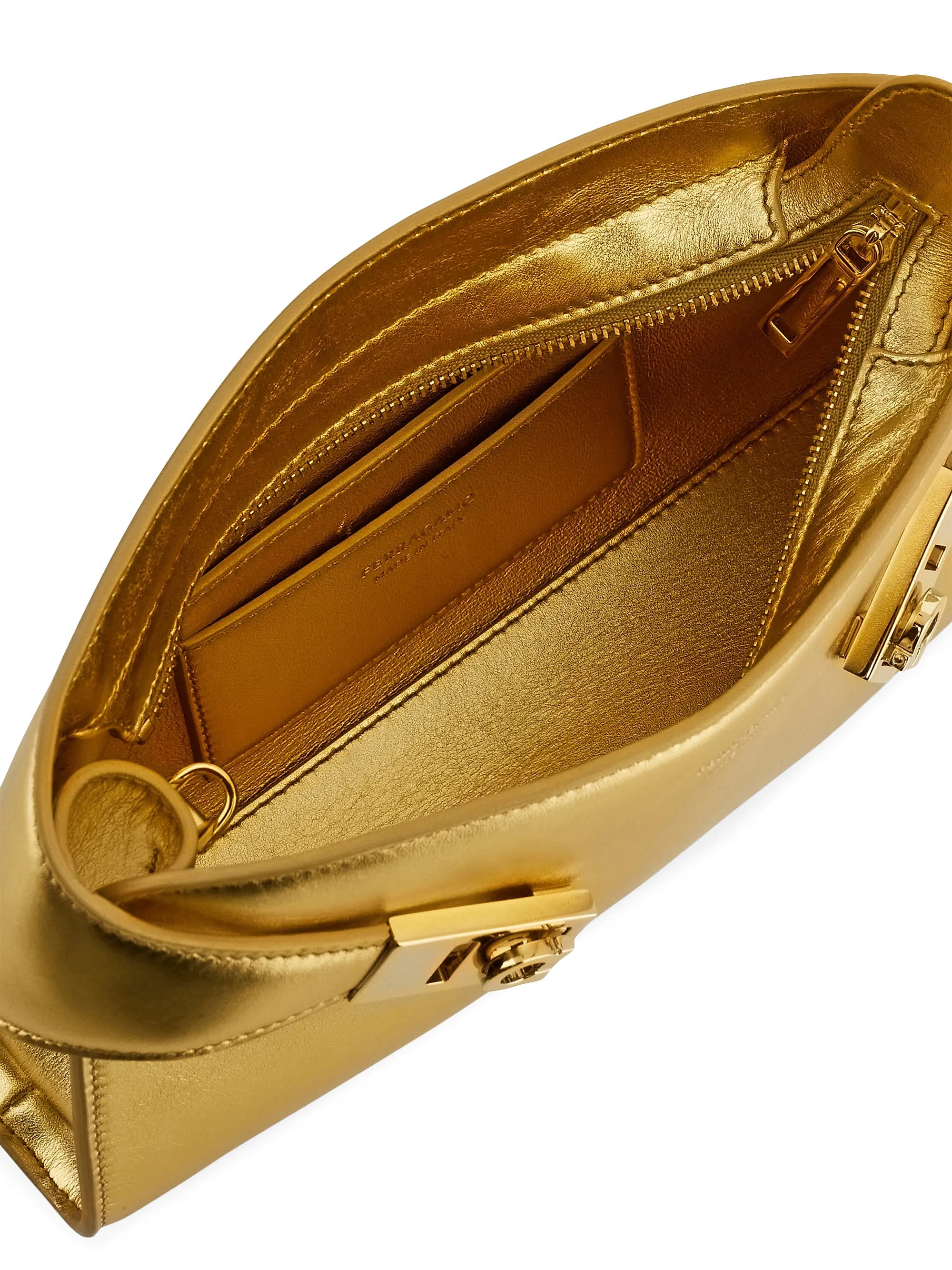 FERRAGAMO Hug Metallic Leather Crossbody Bag
