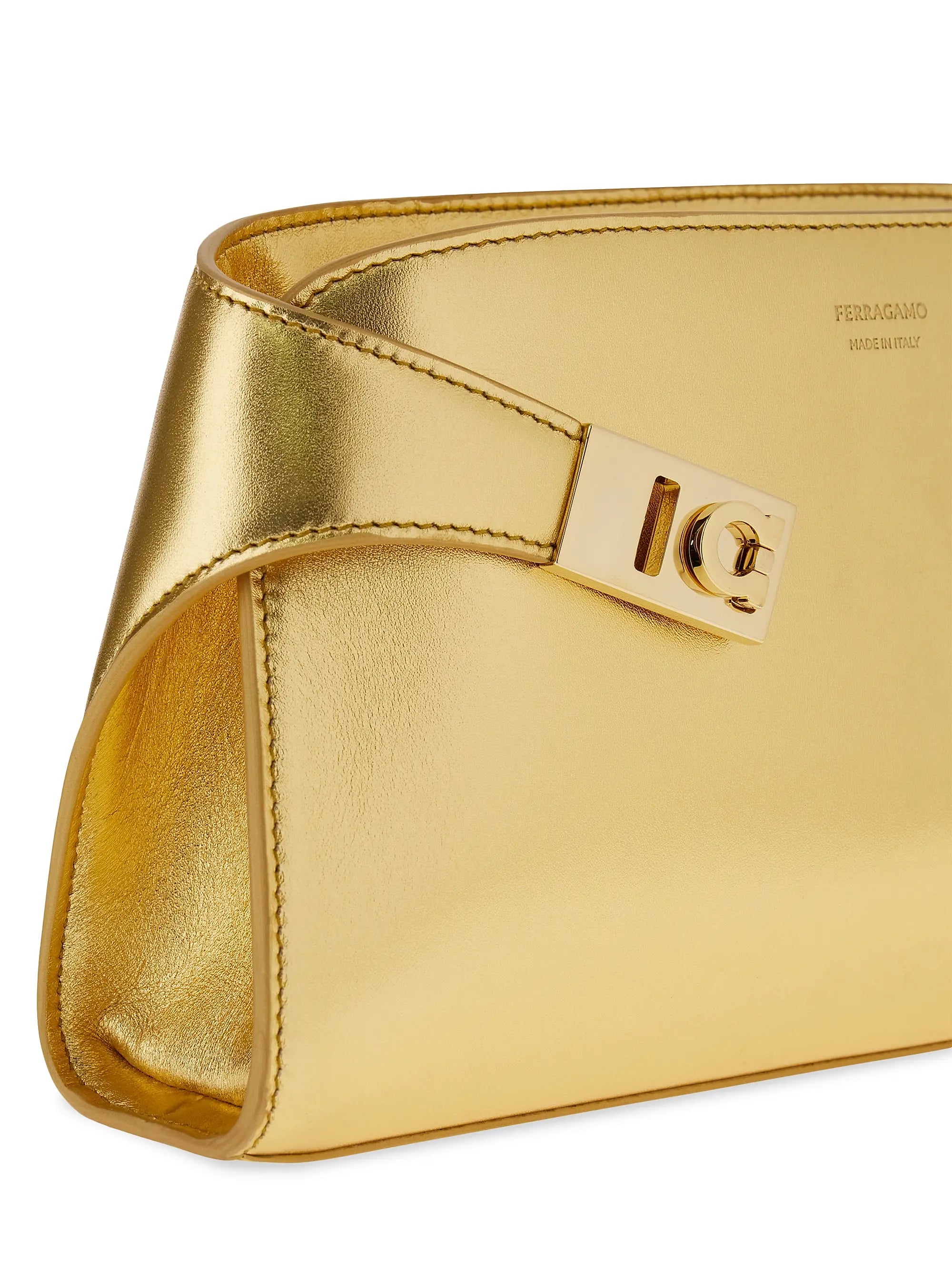 FERRAGAMO Hug Metallic Leather Crossbody Bag