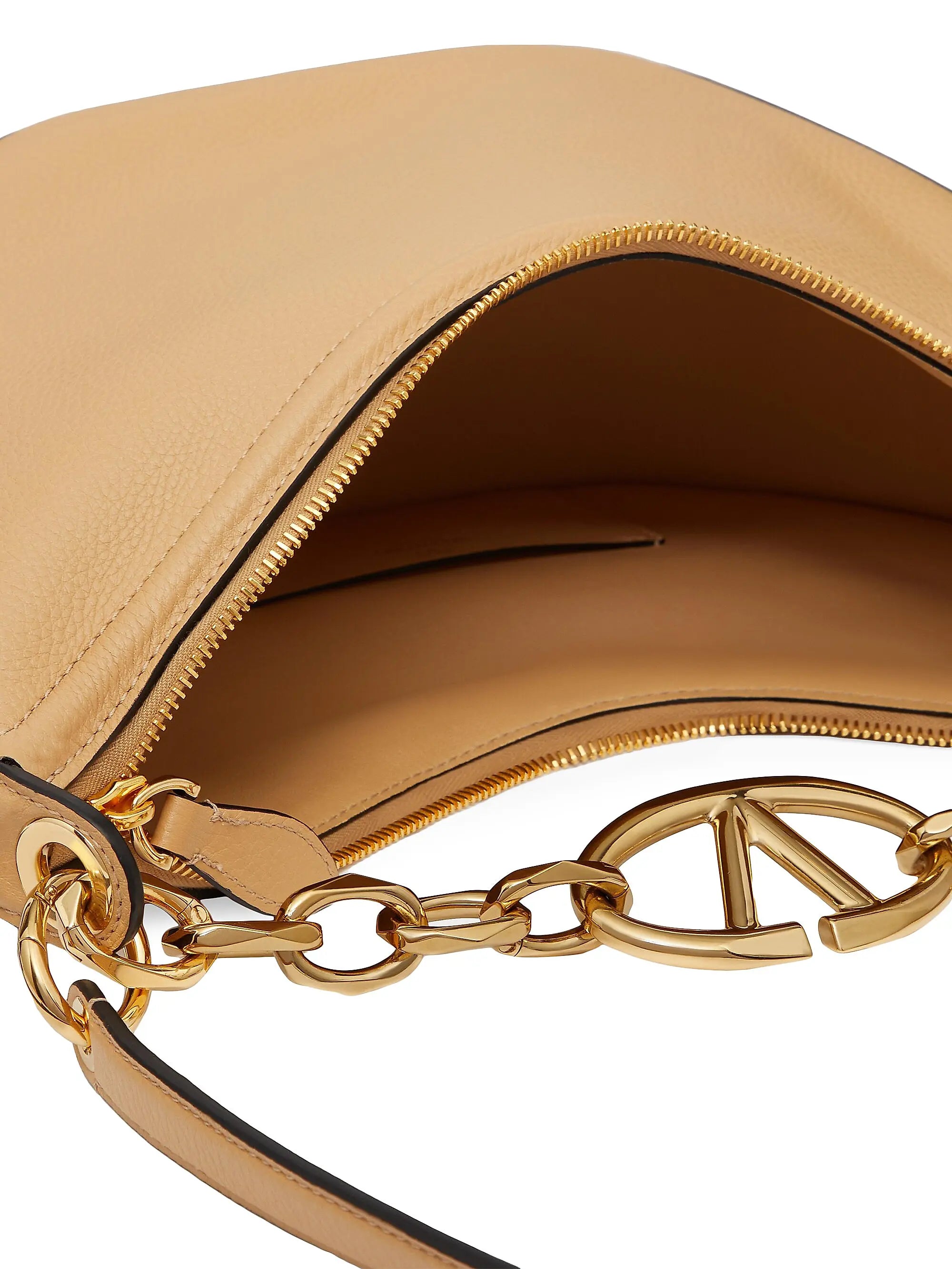 Valentino Garavani Small VLogo Moon Hobo Bag in Grainy Calfskin