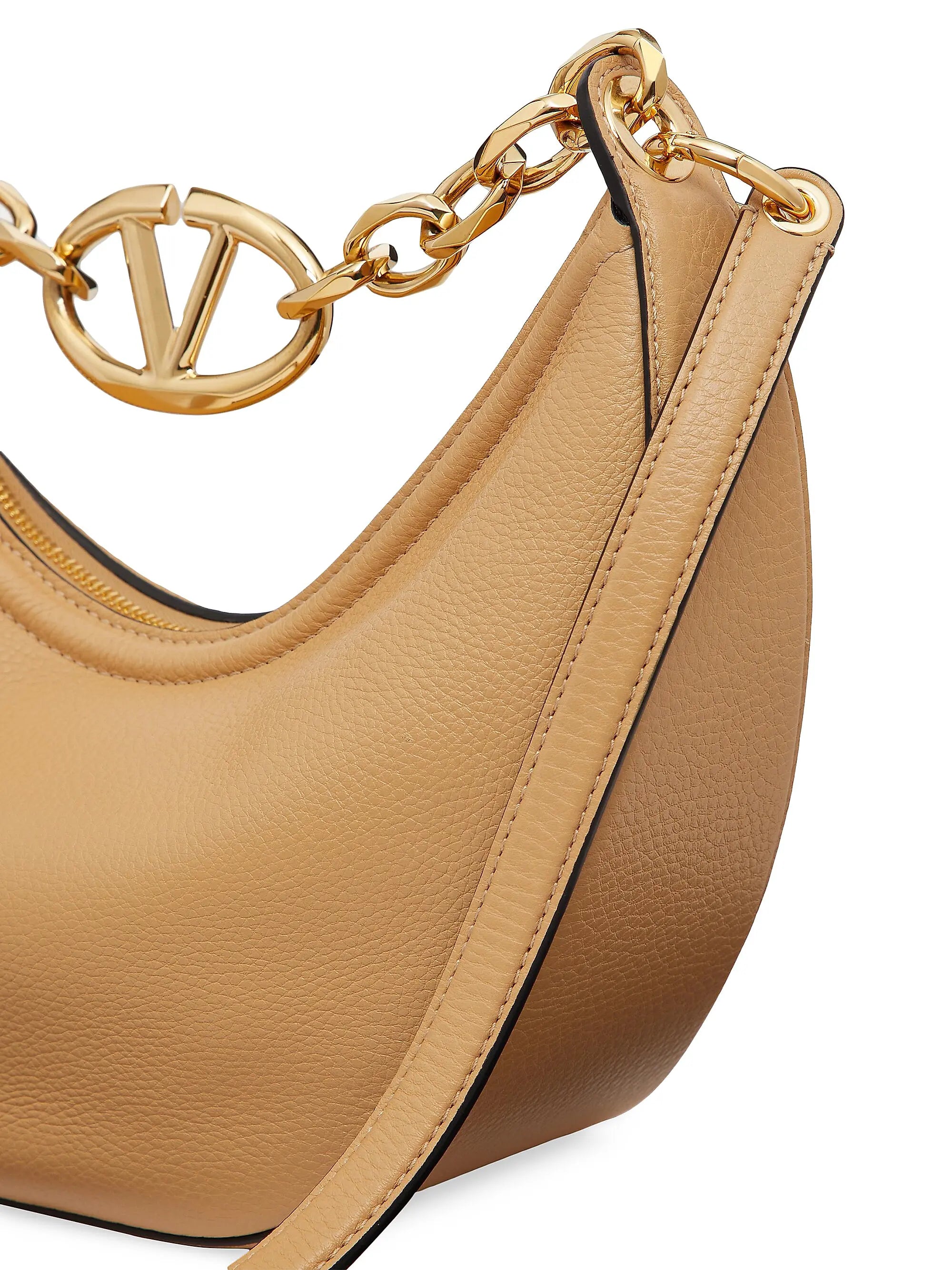 Valentino Garavani Small VLogo Moon Hobo Bag in Grainy Calfskin