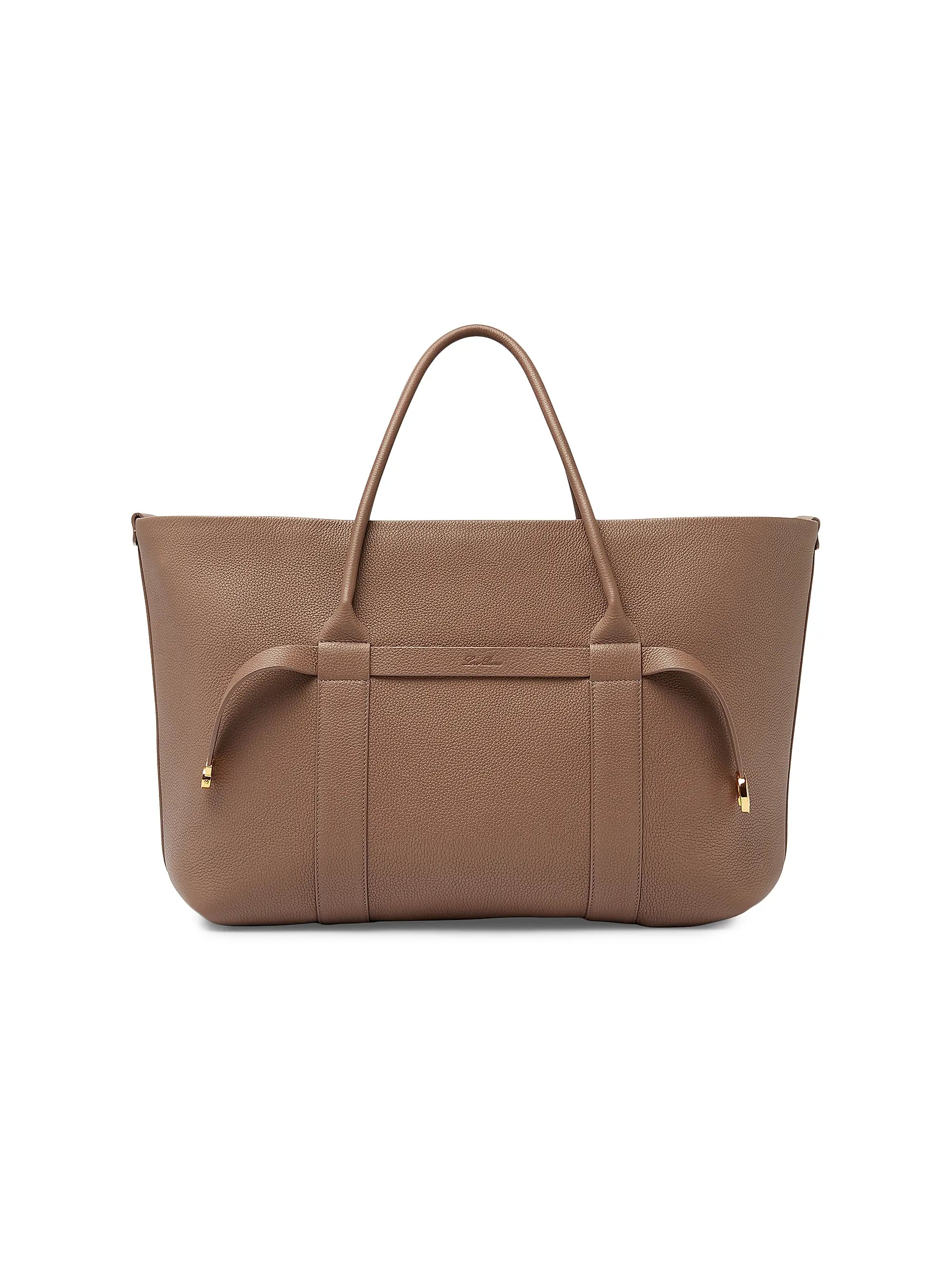 Loro Piana Large Ghiera Leather Shopper Tote Bag