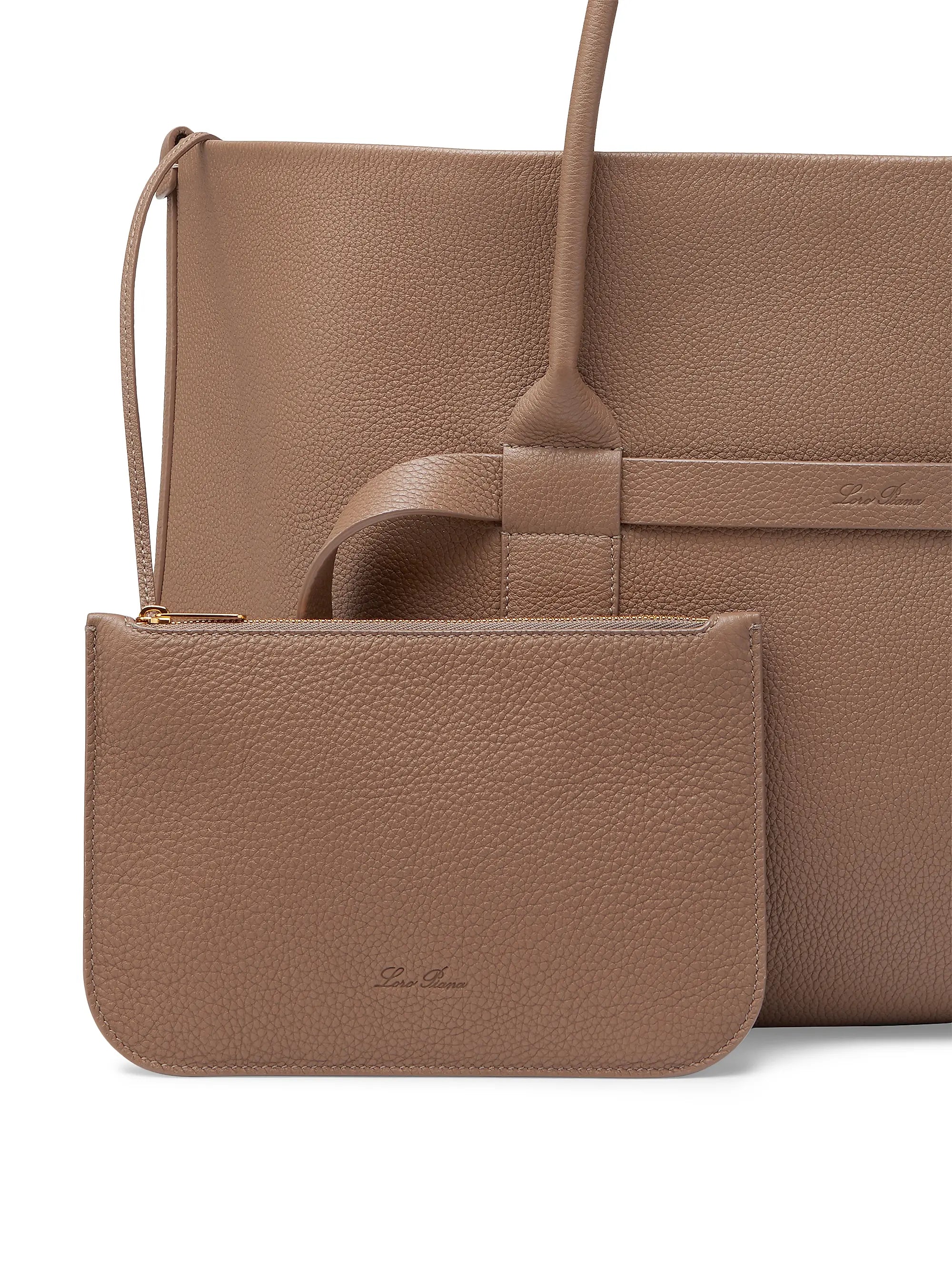 Loro Piana Large Ghiera Leather Shopper Tote Bag