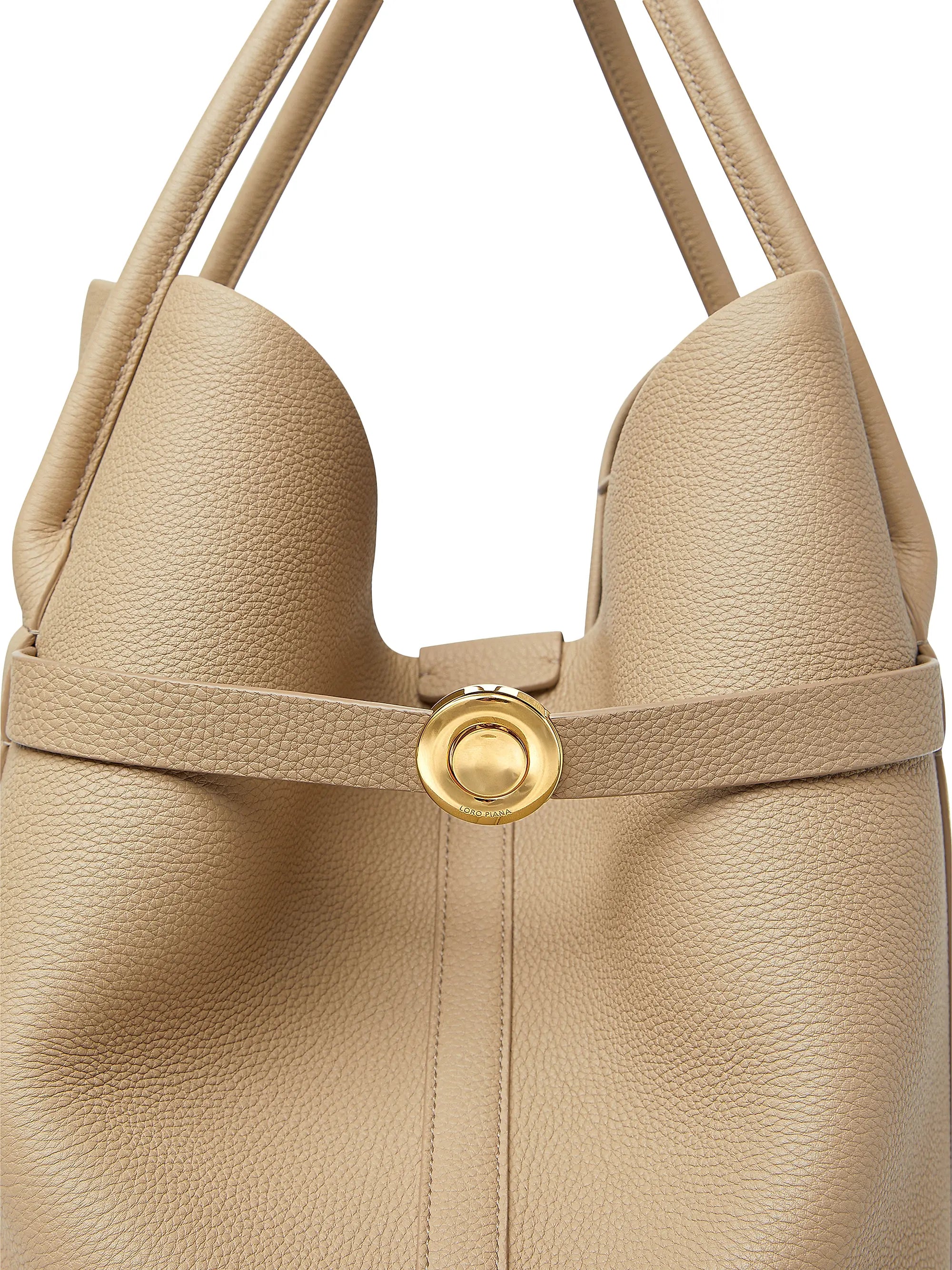 Loro Piana Large Ghiera Leather Shopper Tote Bag