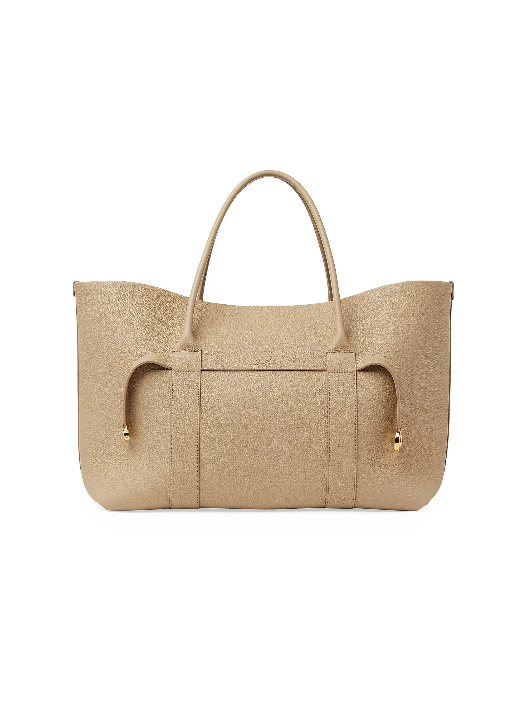 Loro Piana Large Ghiera Leather Shopper Tote Bag