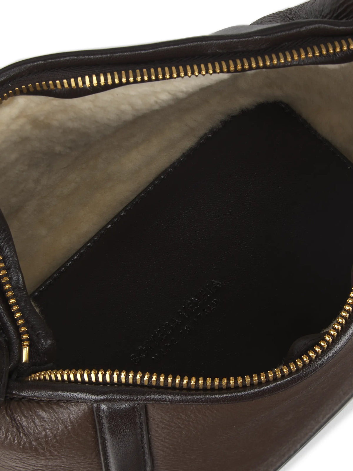 Bottega Veneta Wallace Shearling-Trimmed Leather Top Handle Bag