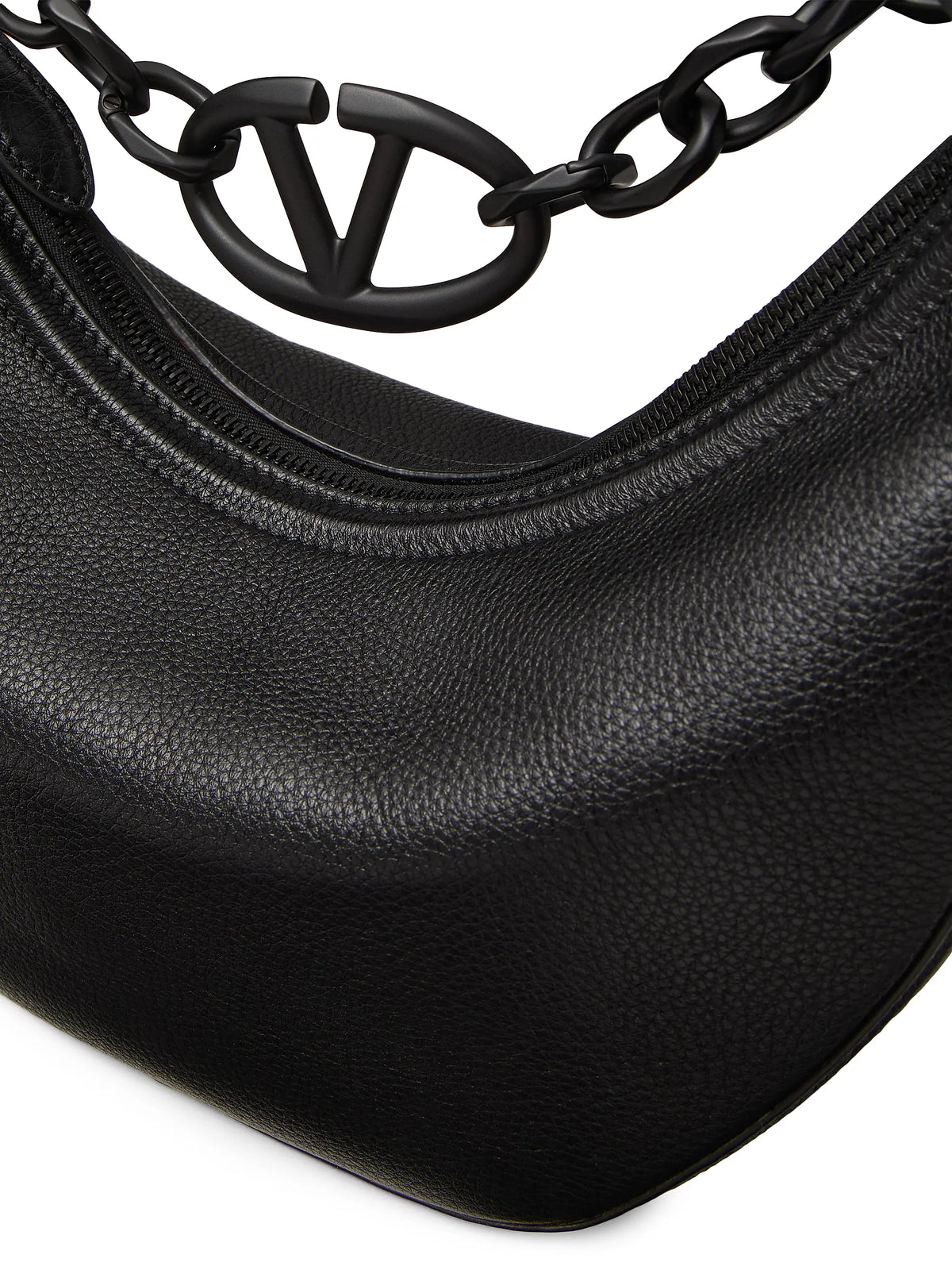 Valentino Garavani VLogo Moon Small Hobo Bag in Grainy Calfskin