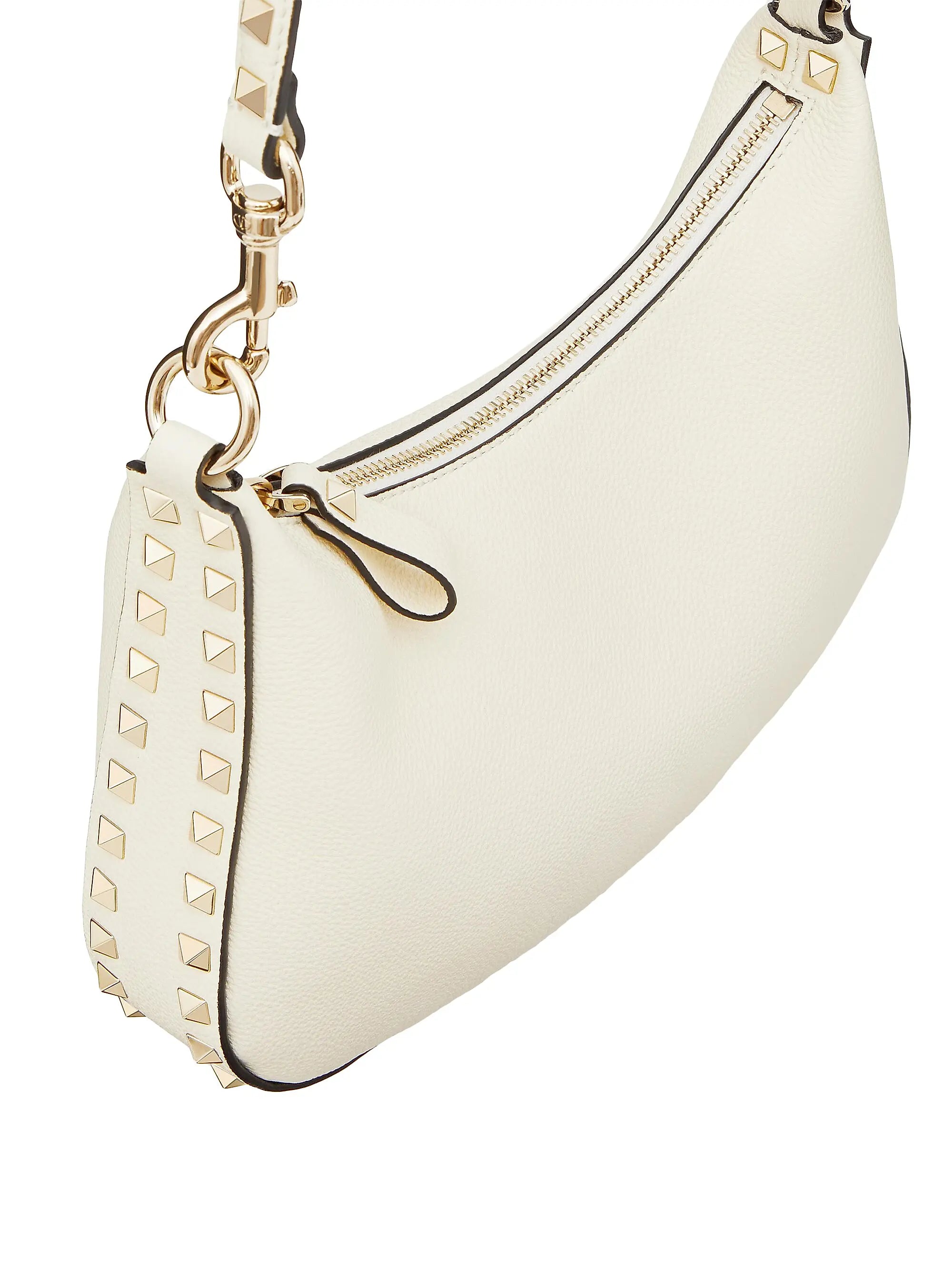 Valentino Garavani Small Rockstud Hobo Bag In Grainy Calfskin