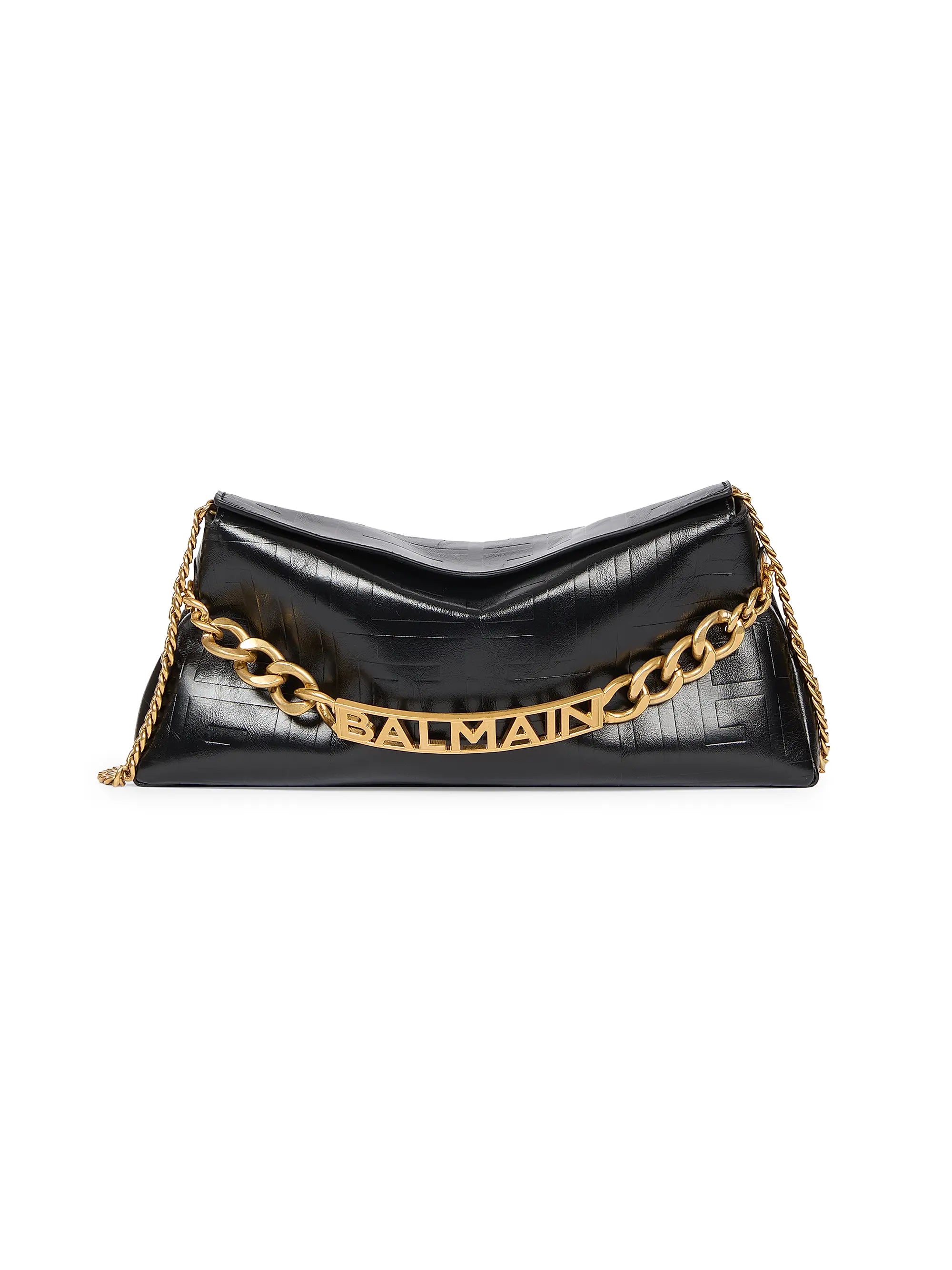 Balmain 1945 Crinkled Leather Soft Pouch