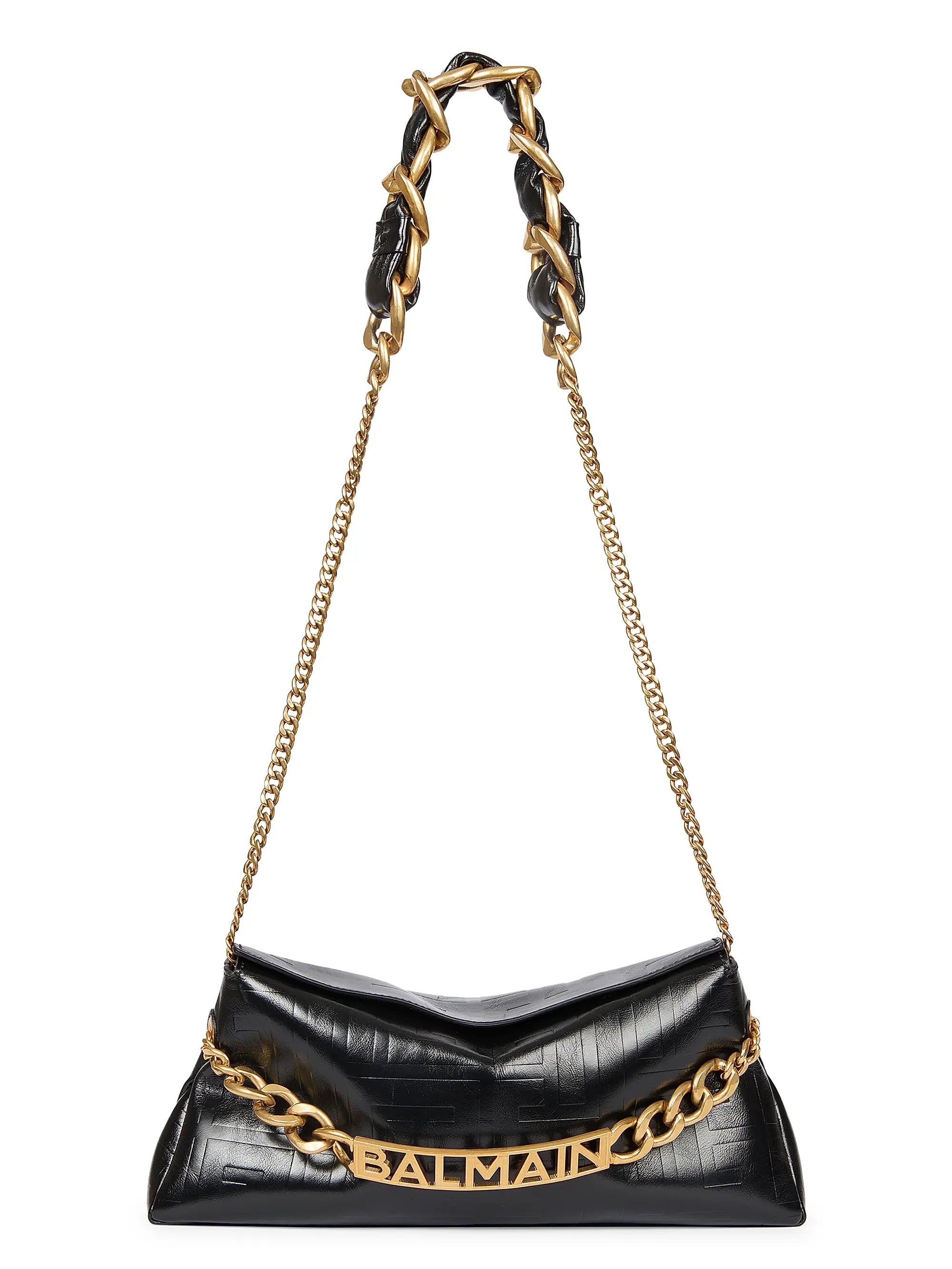 Balmain 1945 Crinkled Leather Soft Pouch