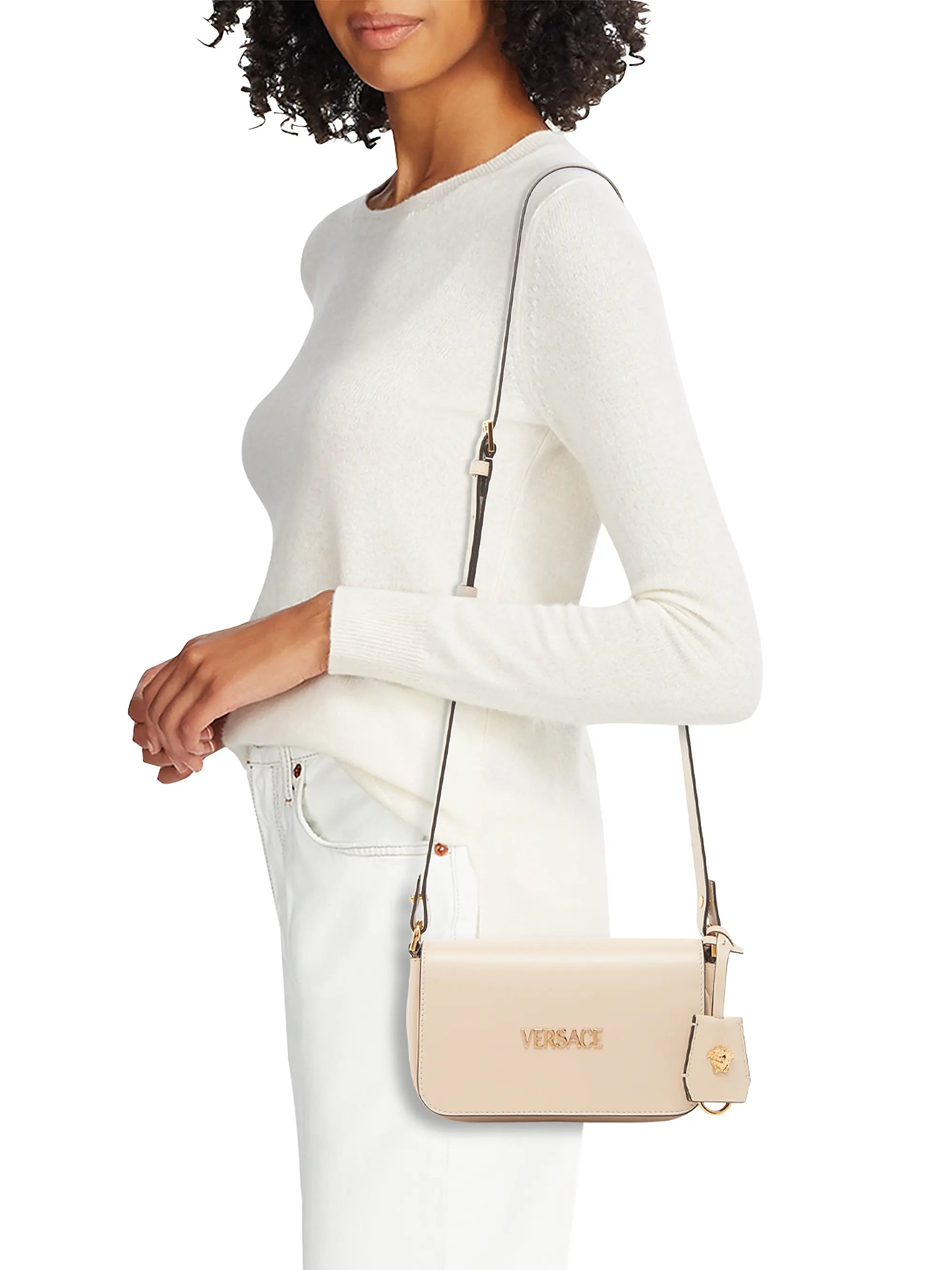 Versace Tag Mini Leather Shoulder Bag