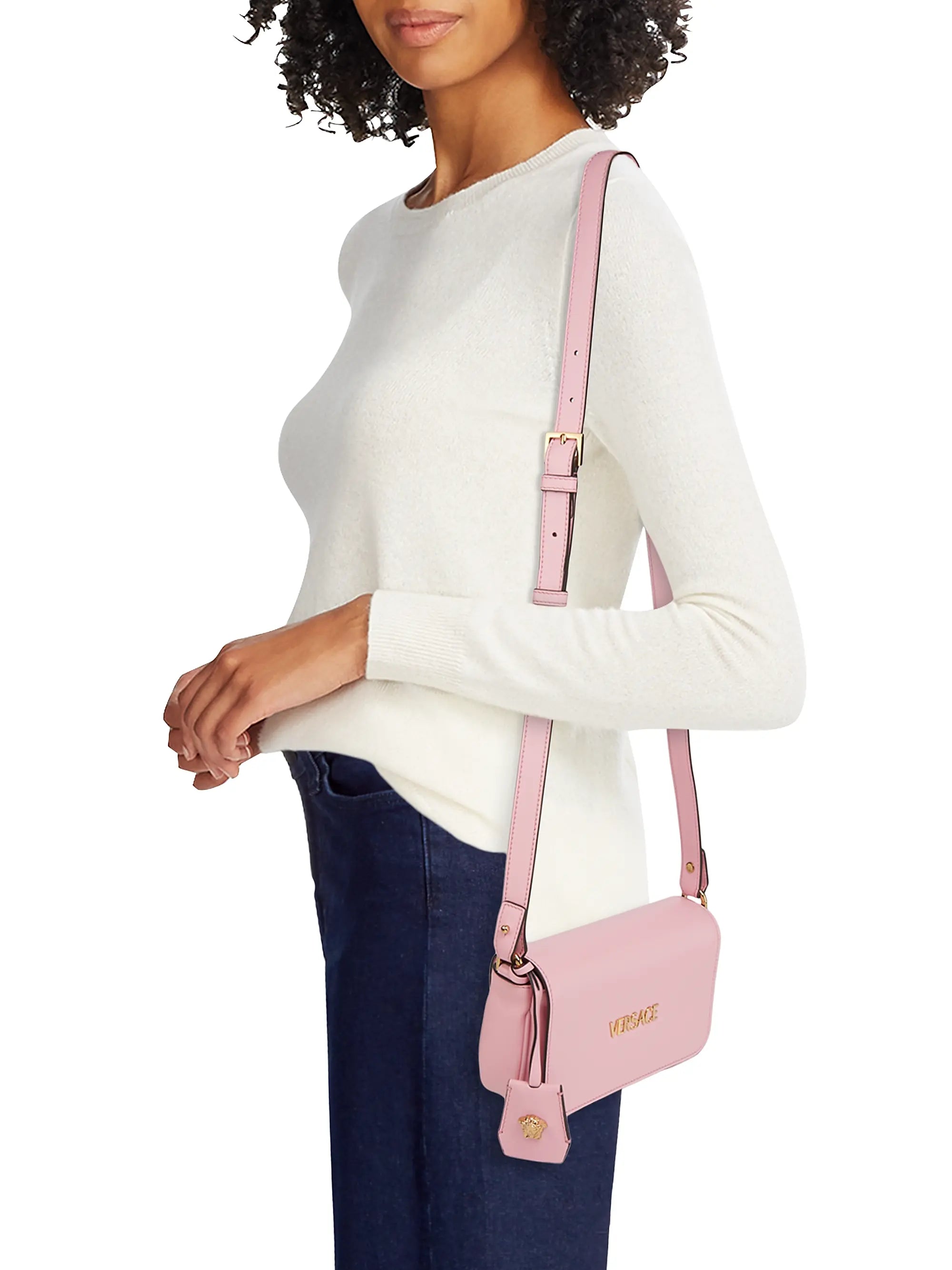 Versace Tag Mini Leather Shoulder Bag