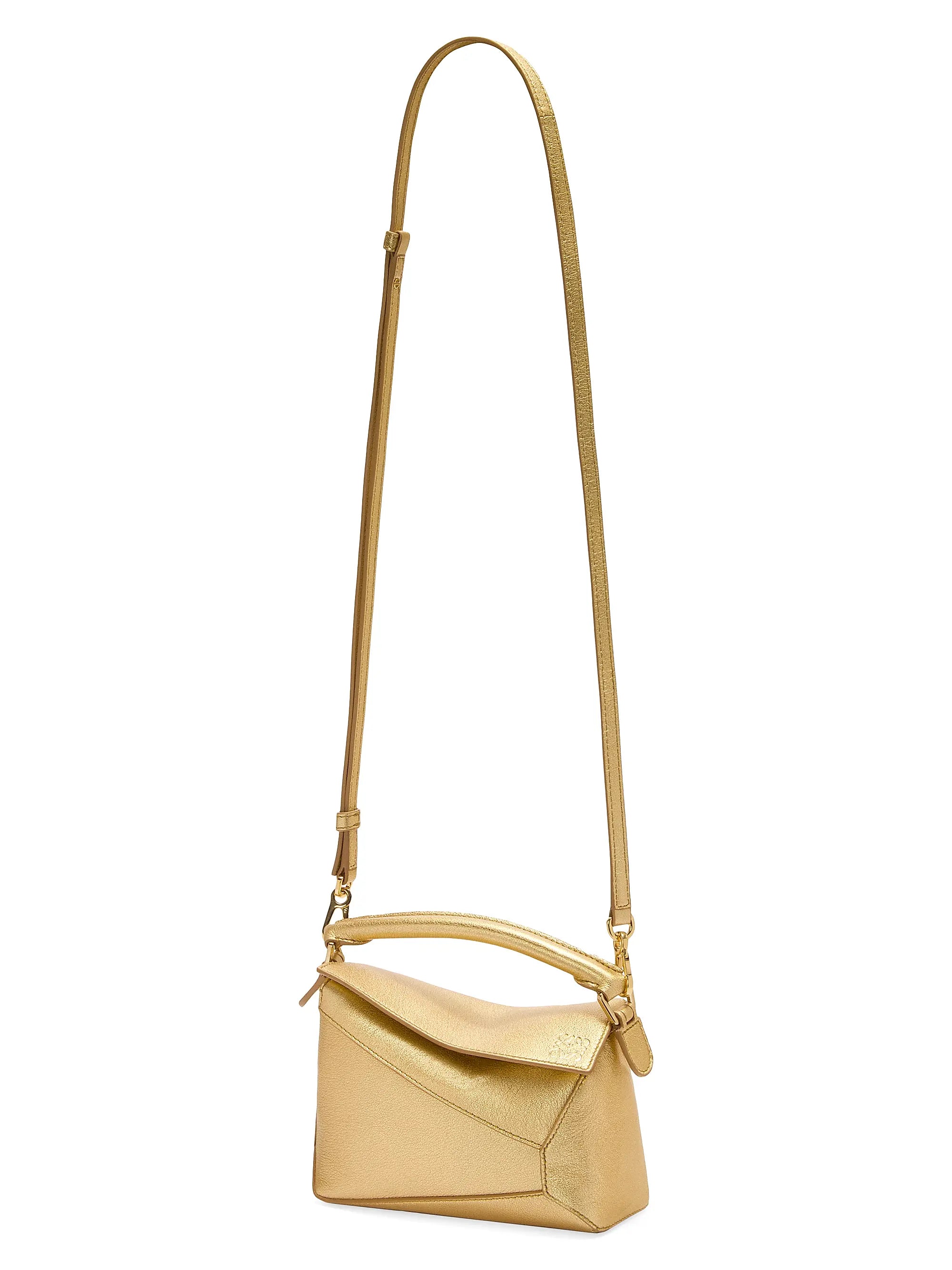 LOEWE Mini Puzzle Edge Metallic Leather Bag