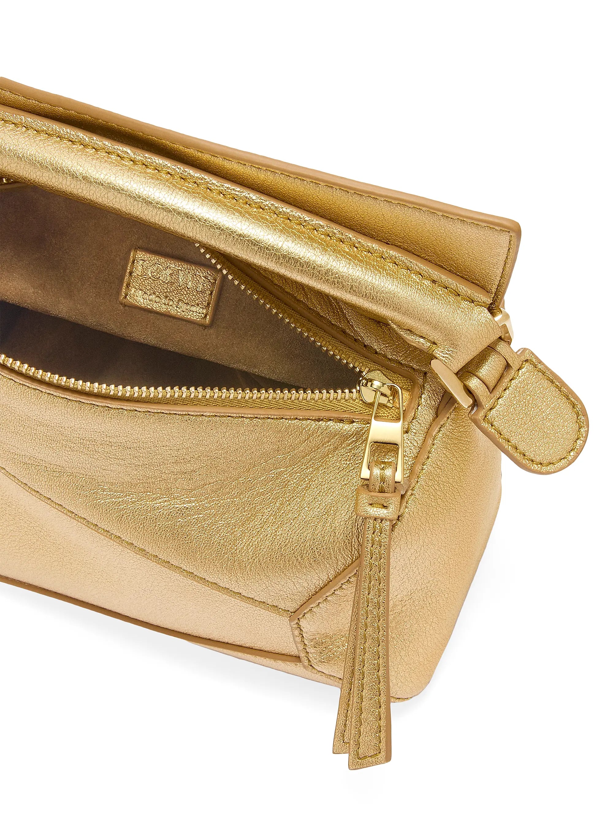 LOEWE Mini Puzzle Edge Metallic Leather Bag