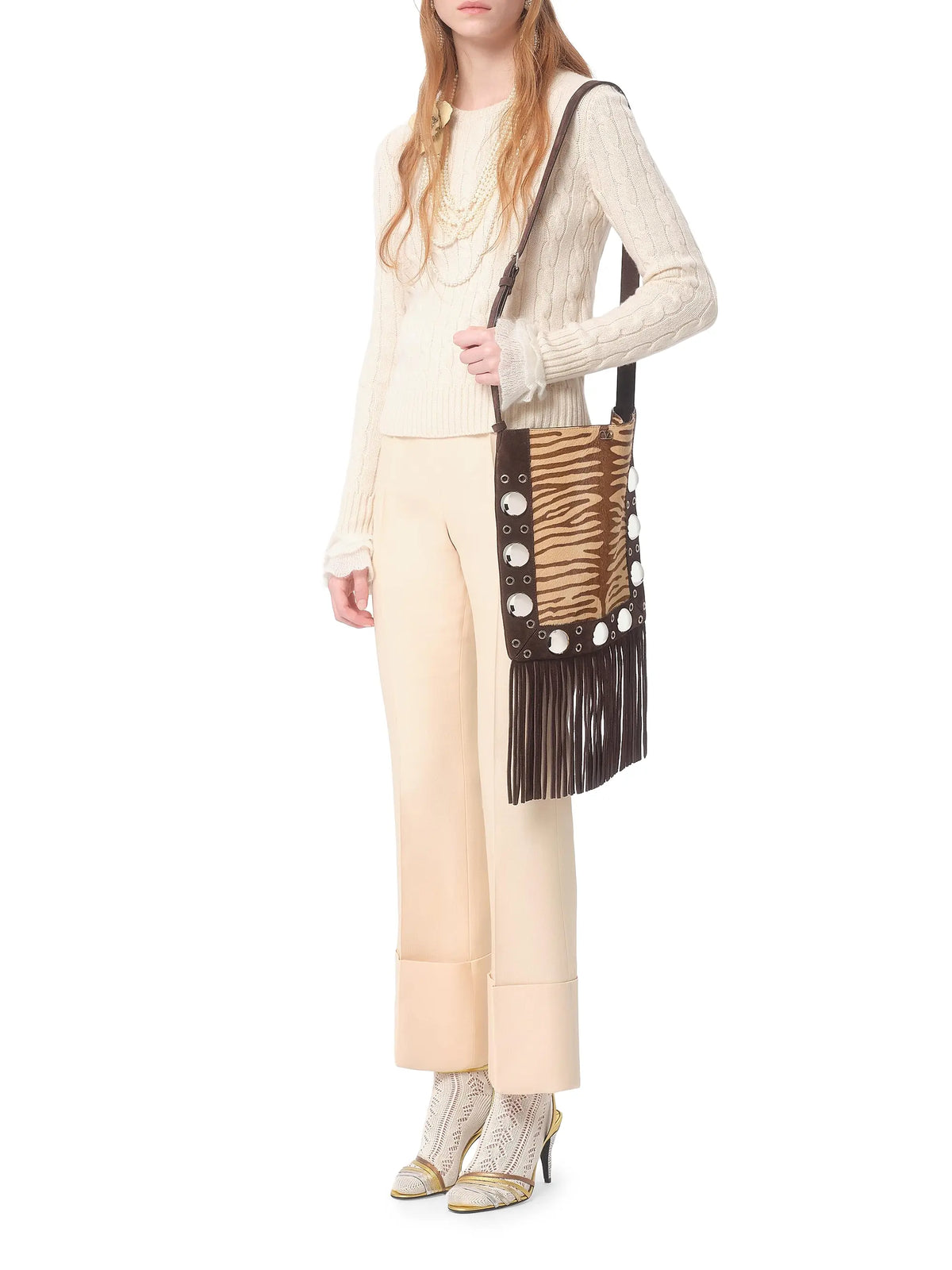Valentino Garavani Nellcote Shoulder Bag in Animalier Pony-effect Calfskin