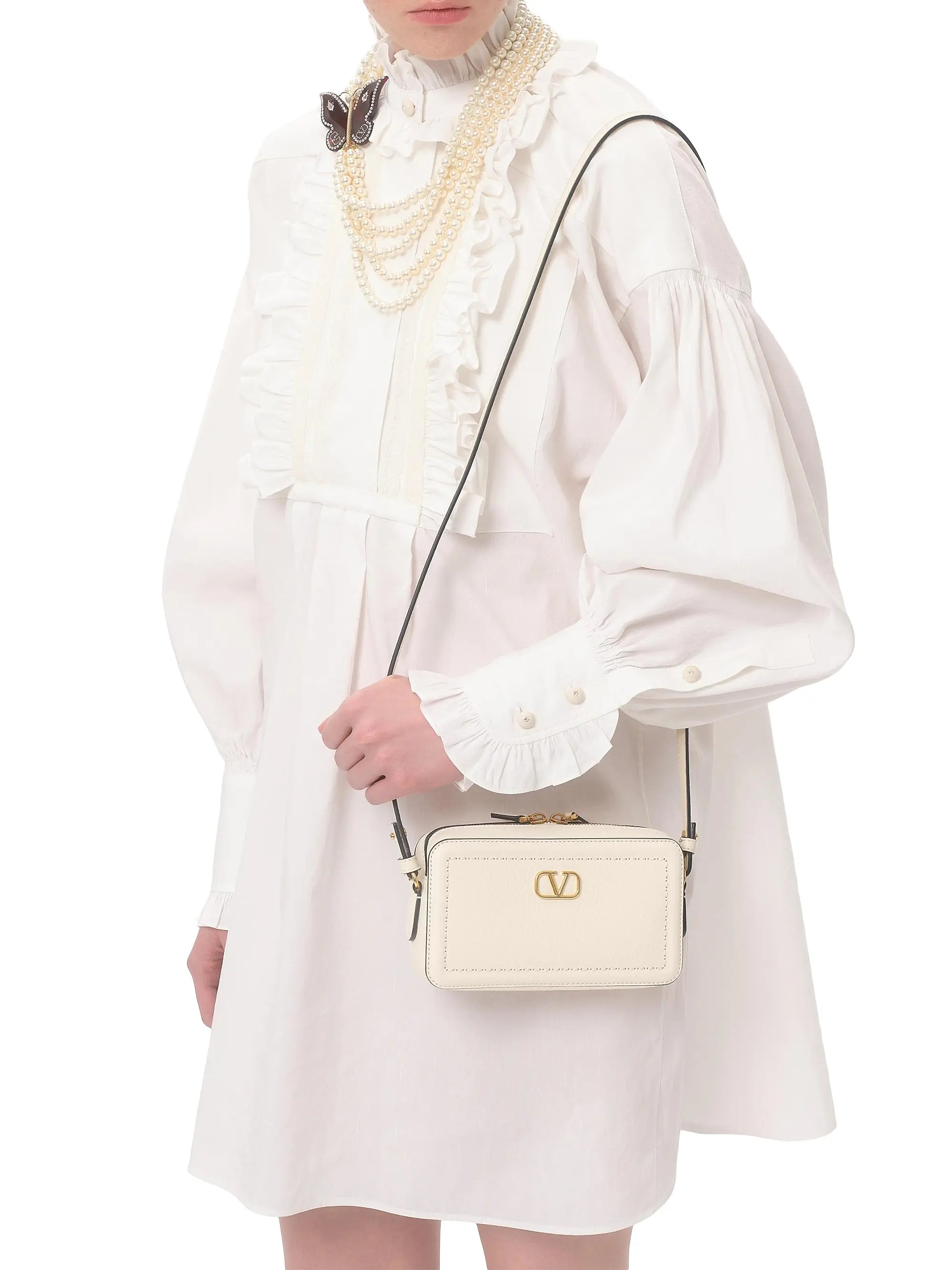 Valentino Garavani Alltime Mini Shoulder Bag in Grainy Calfskin