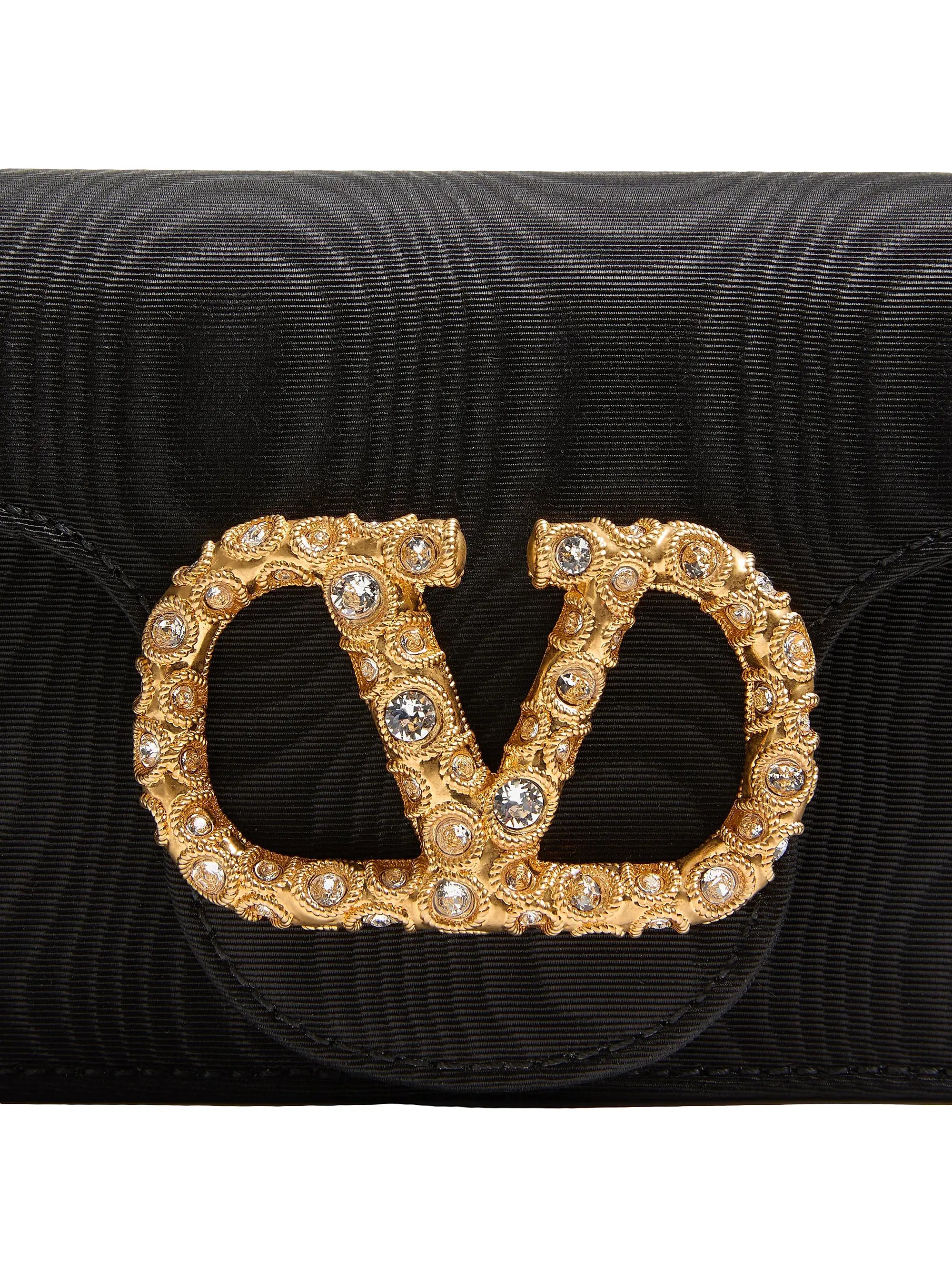 Valentino Garavani Locò Moiré Fabric Clutch with Jewel Logo