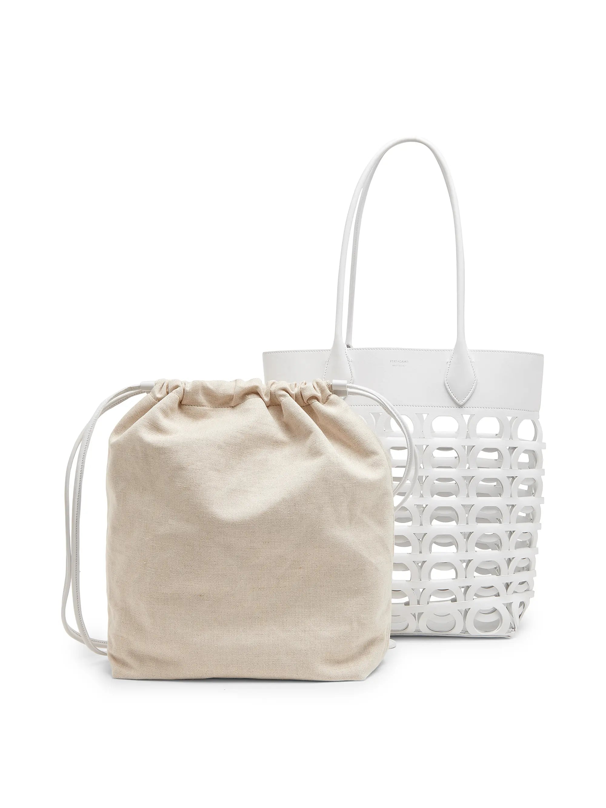 FERRAGAMO Gancini Laser-Cut Leather Tote