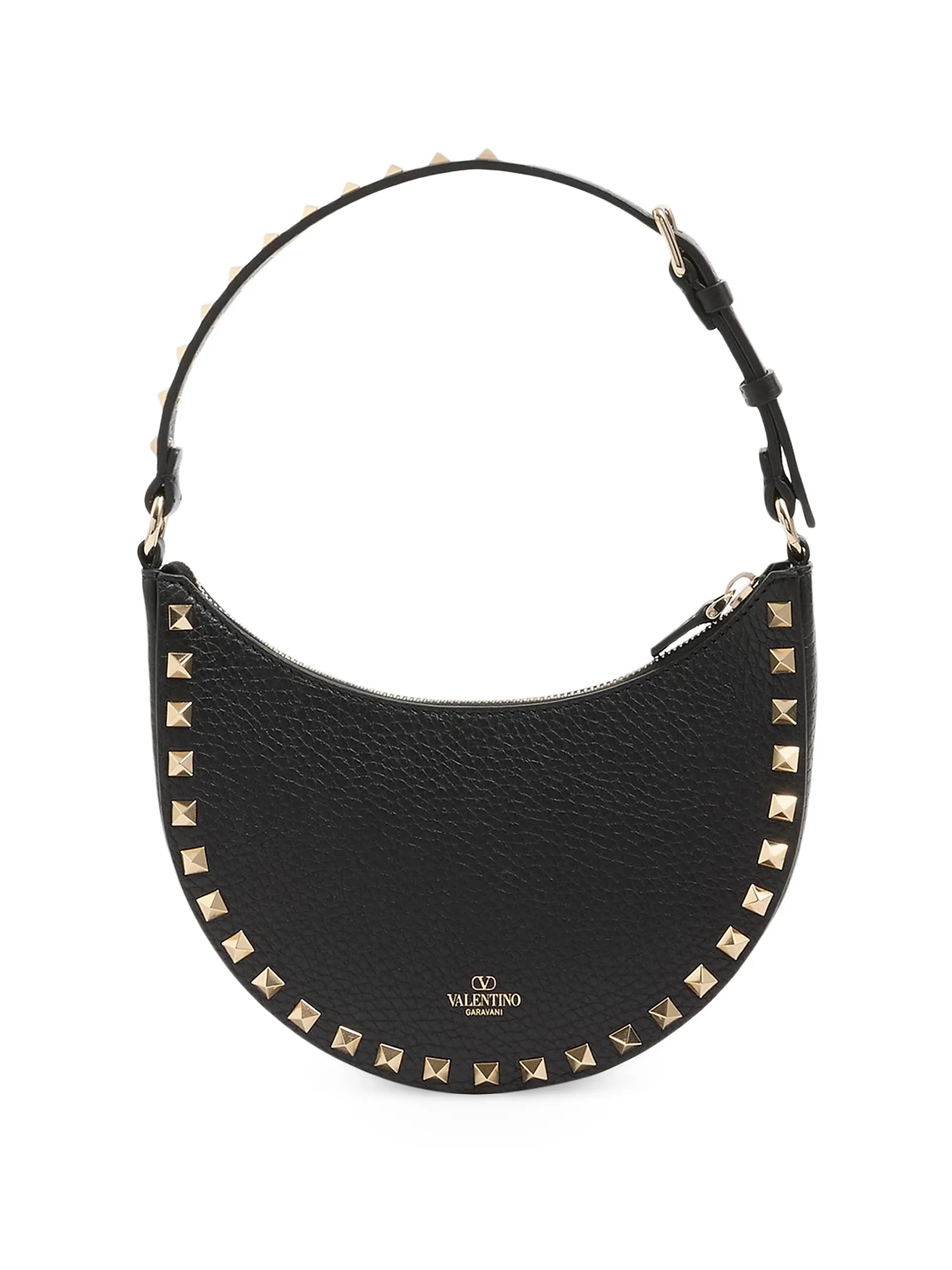Valentino Garavani Mini Rockstud Hobo Bag in Grainy Calfskin
