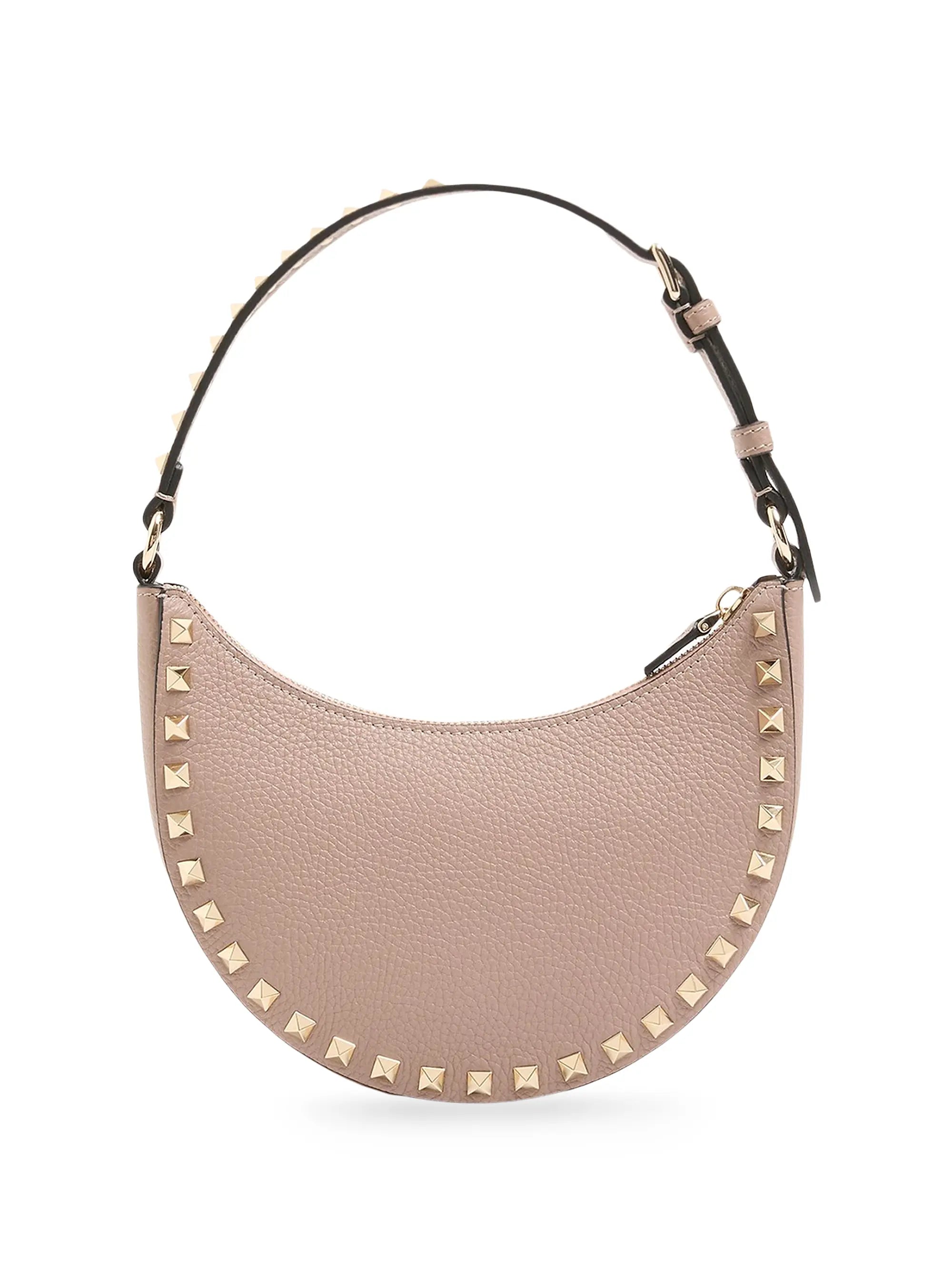 Valentino Garavani Mini Rockstud Hobo Bag in Grainy Calfskin