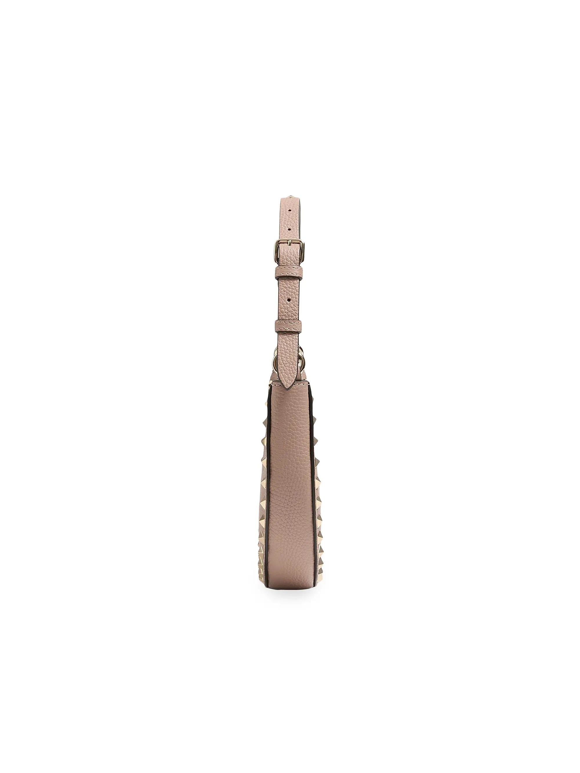 Valentino Garavani Mini Rockstud Hobo Bag in Grainy Calfskin