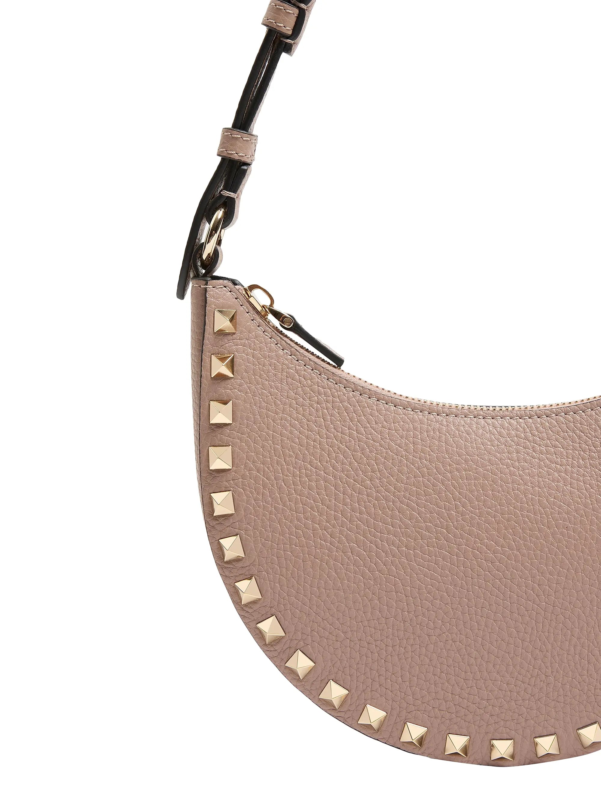 Valentino Garavani Mini Rockstud Hobo Bag in Grainy Calfskin