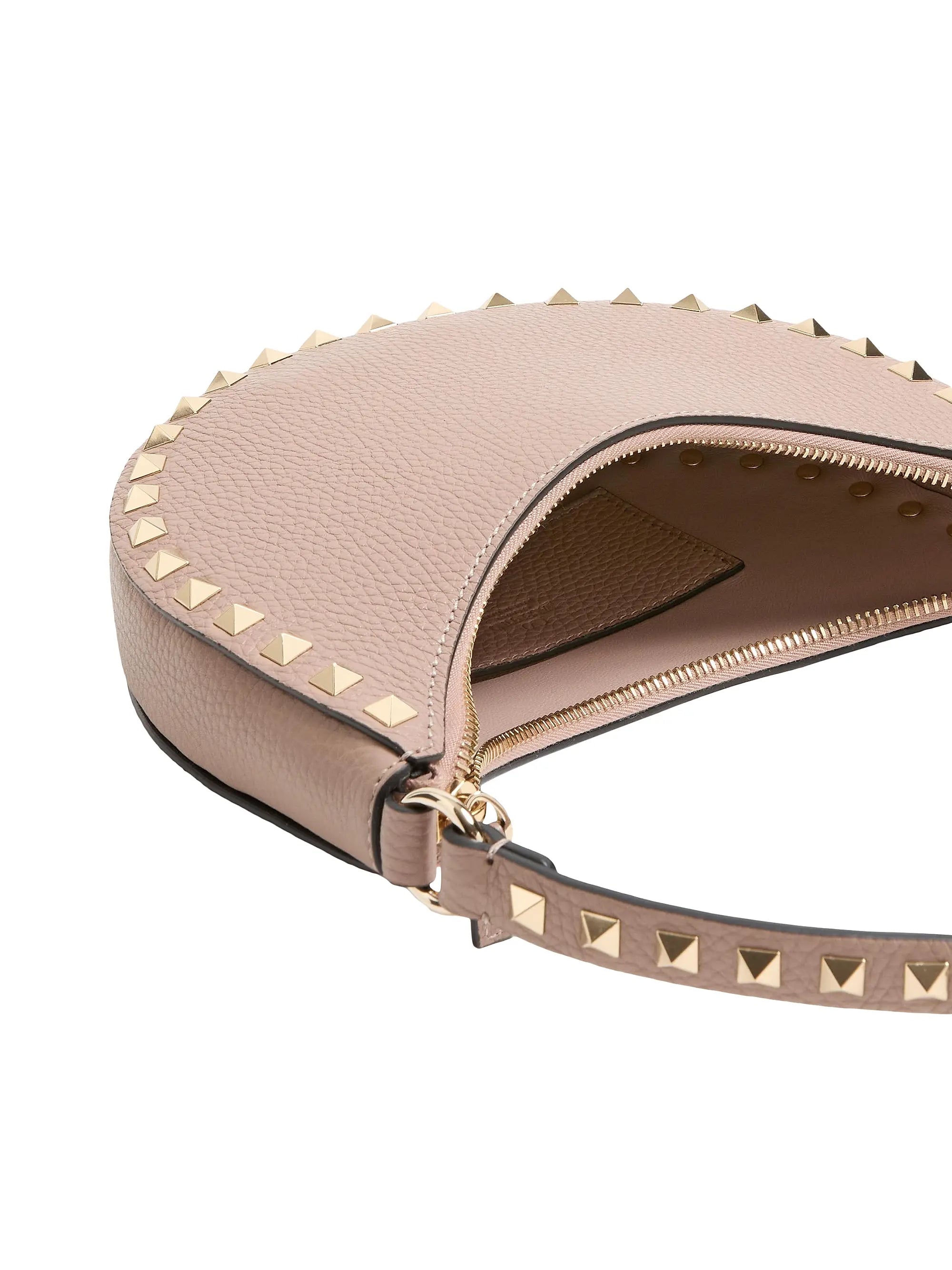 Valentino Garavani Mini Rockstud Hobo Bag in Grainy Calfskin
