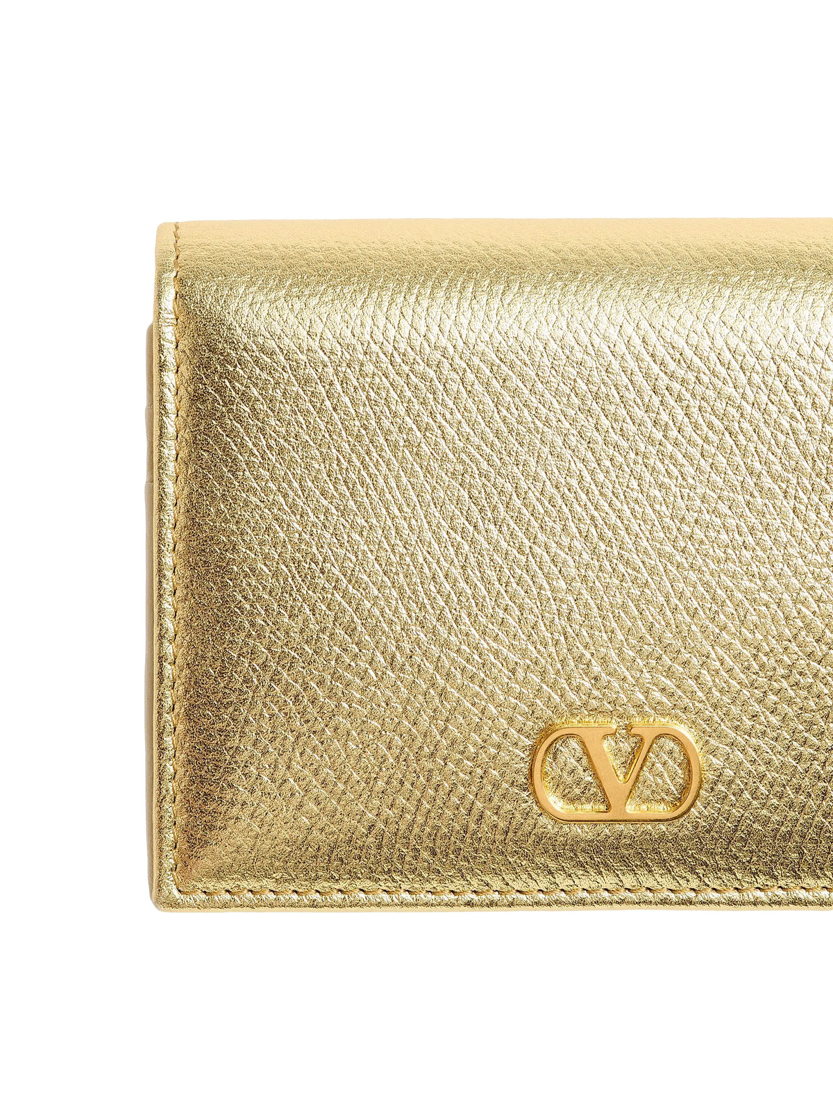 Valentino Garavani VLogo Signature Laminated Grainy Calfskin Wallet