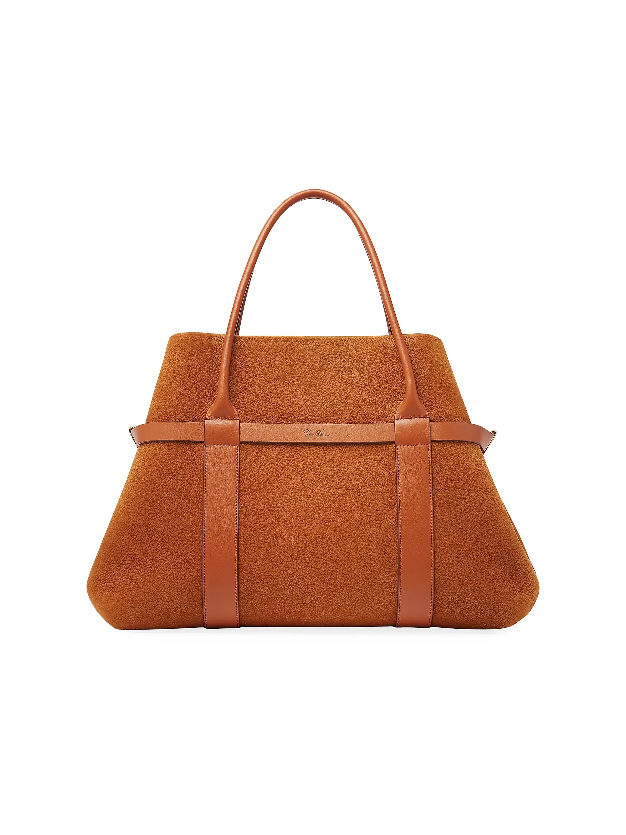 Loro Piana Large Ghiera Grained Leather Shopper Tote Bag