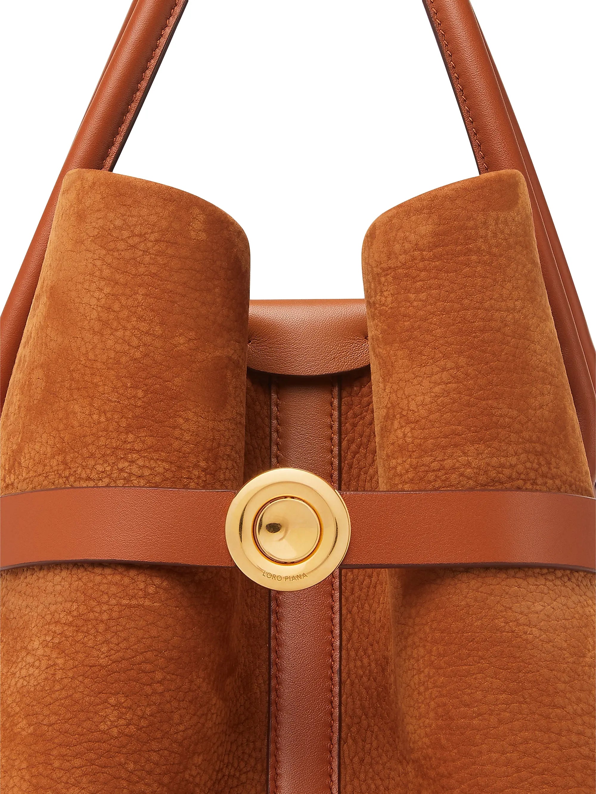 Loro Piana Large Ghiera Grained Leather Shopper Tote Bag
