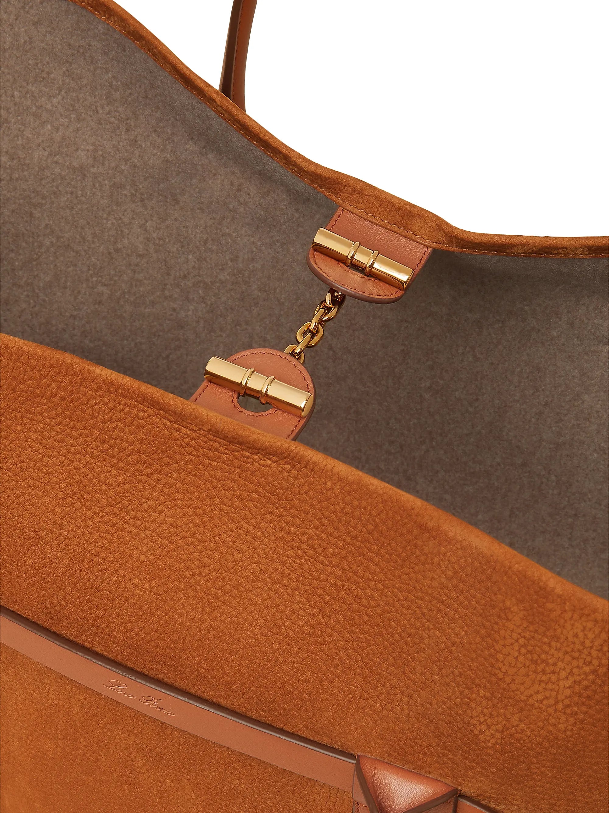 Loro Piana Large Ghiera Grained Leather Shopper Tote Bag