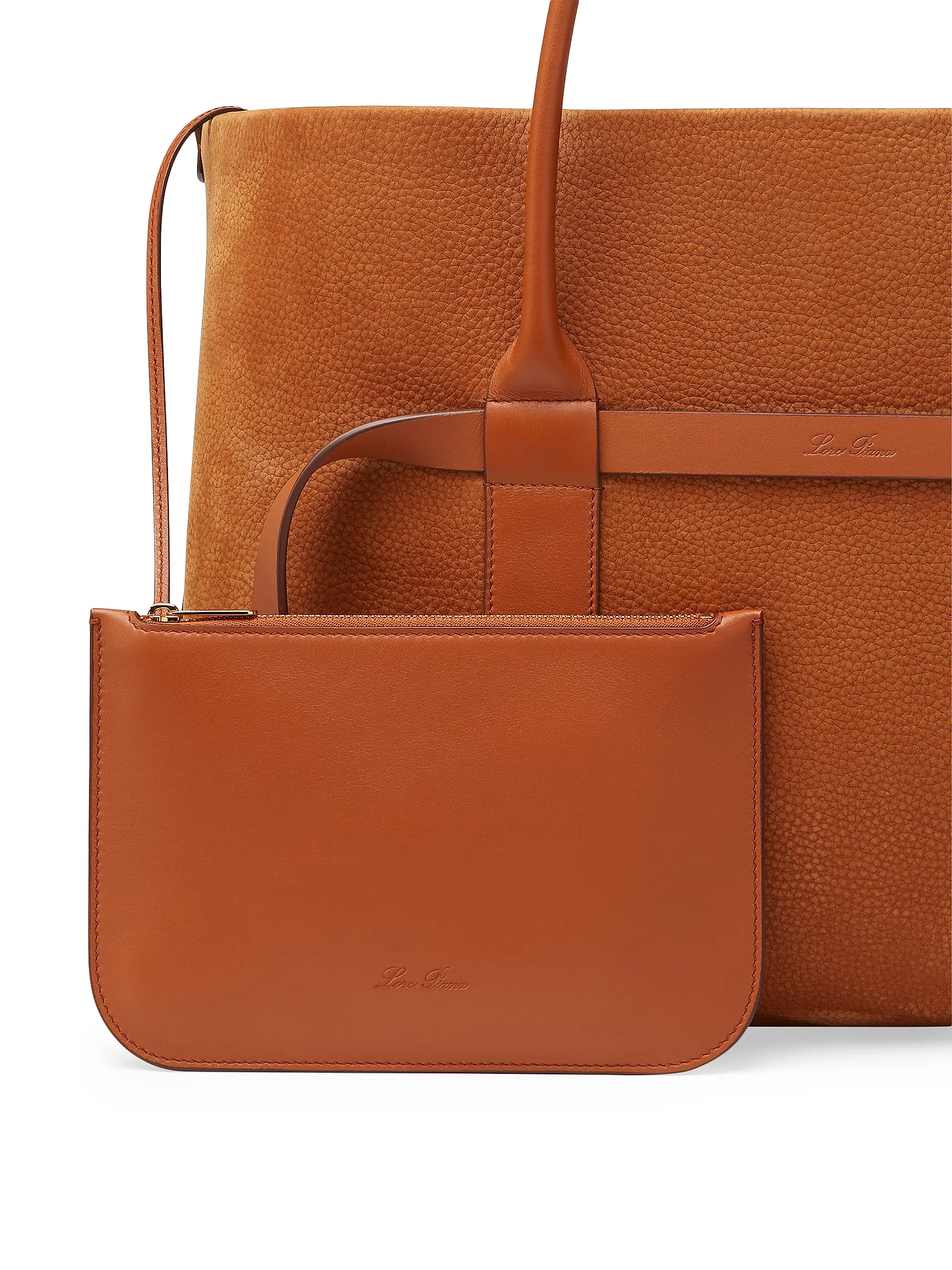 Loro Piana Large Ghiera Grained Leather Shopper Tote Bag