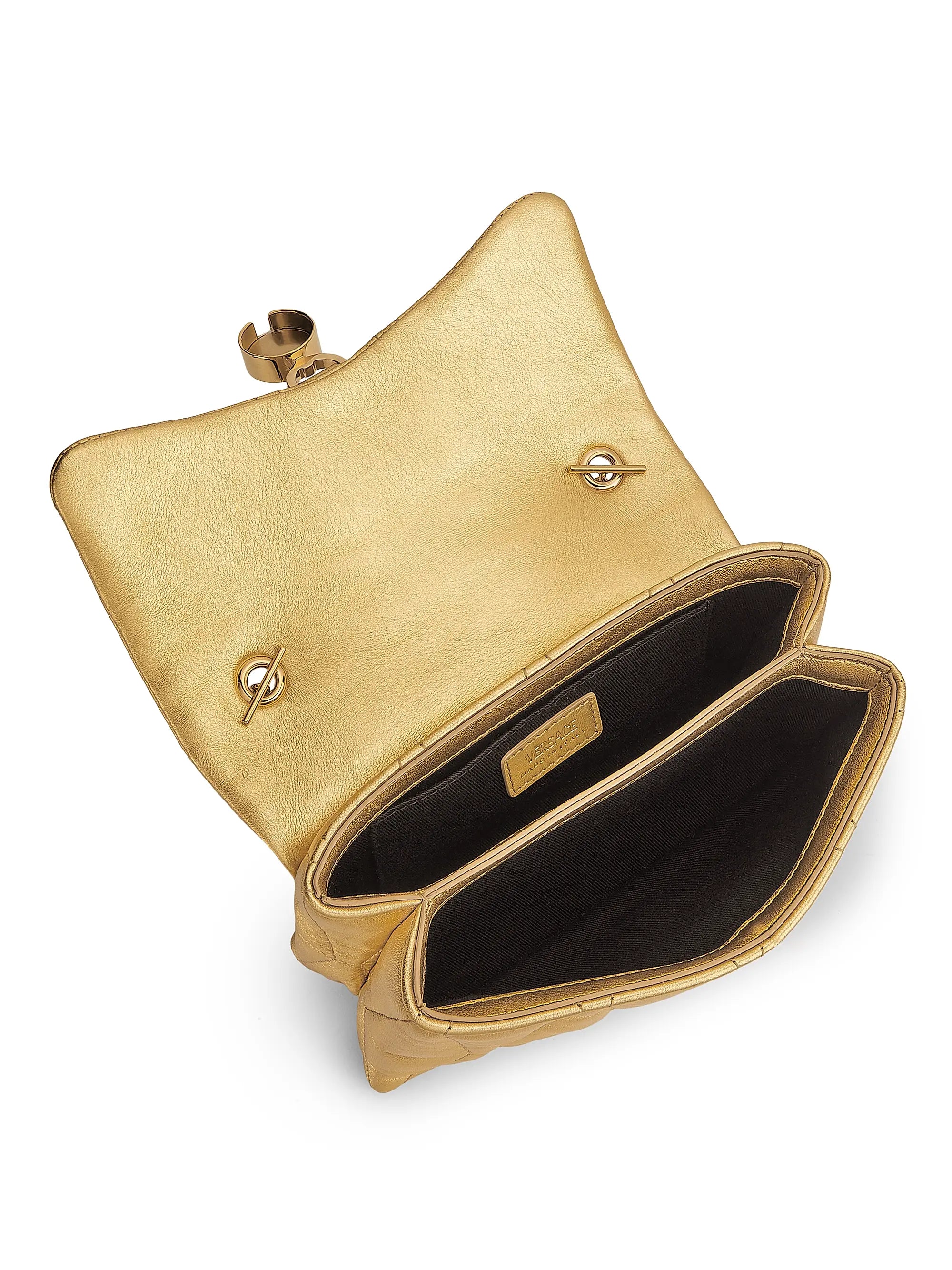 Versace Mini Kleio Metallic Quilted Leather Crossbody Bag
