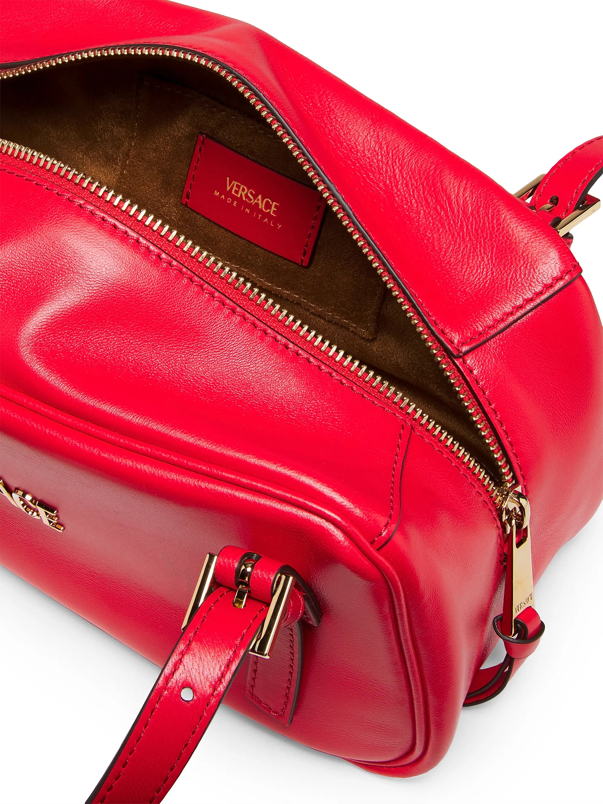 Versace Tag Bowling Leather Shoulder Bag