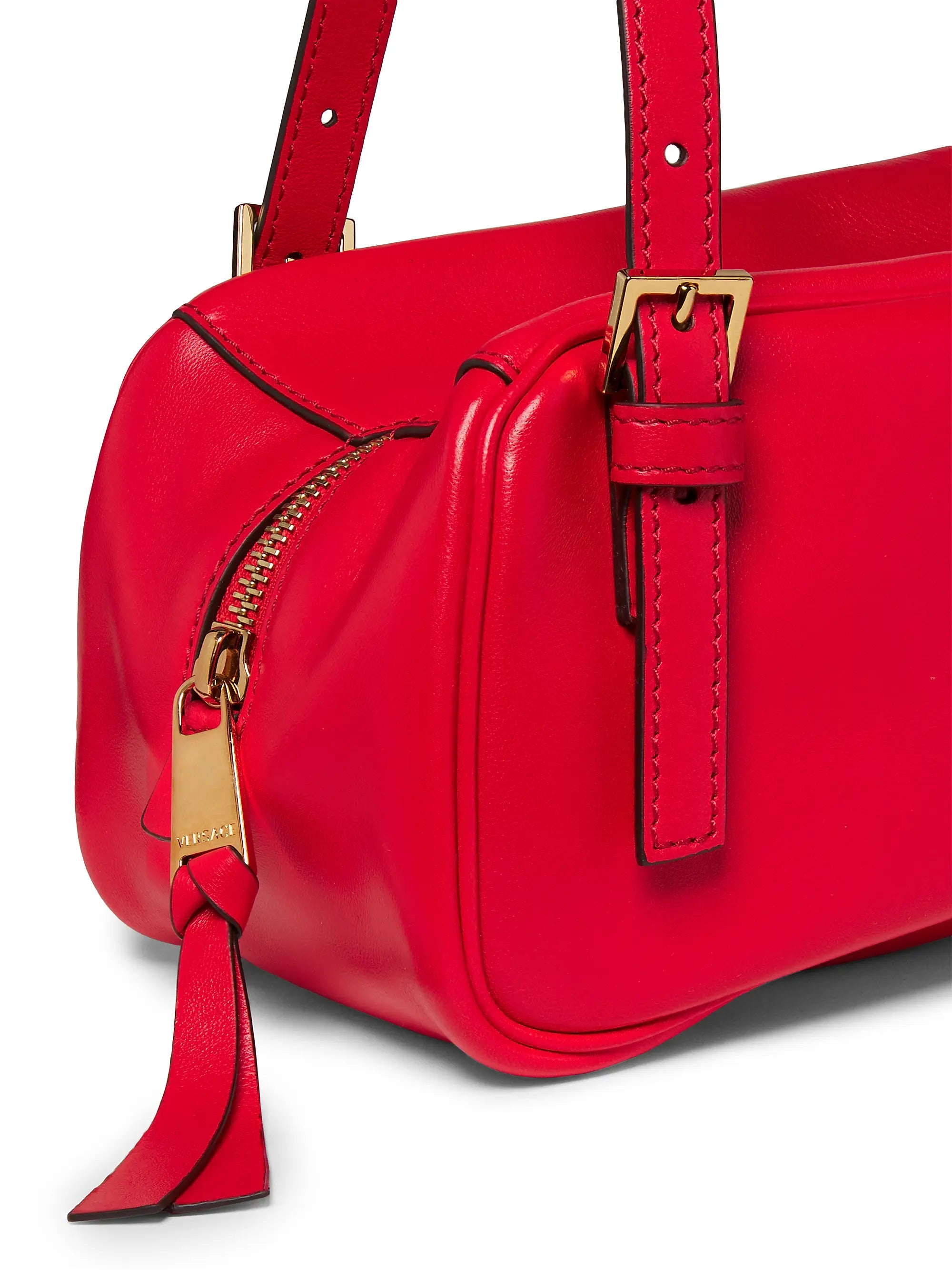 Versace Tag Bowling Leather Shoulder Bag
