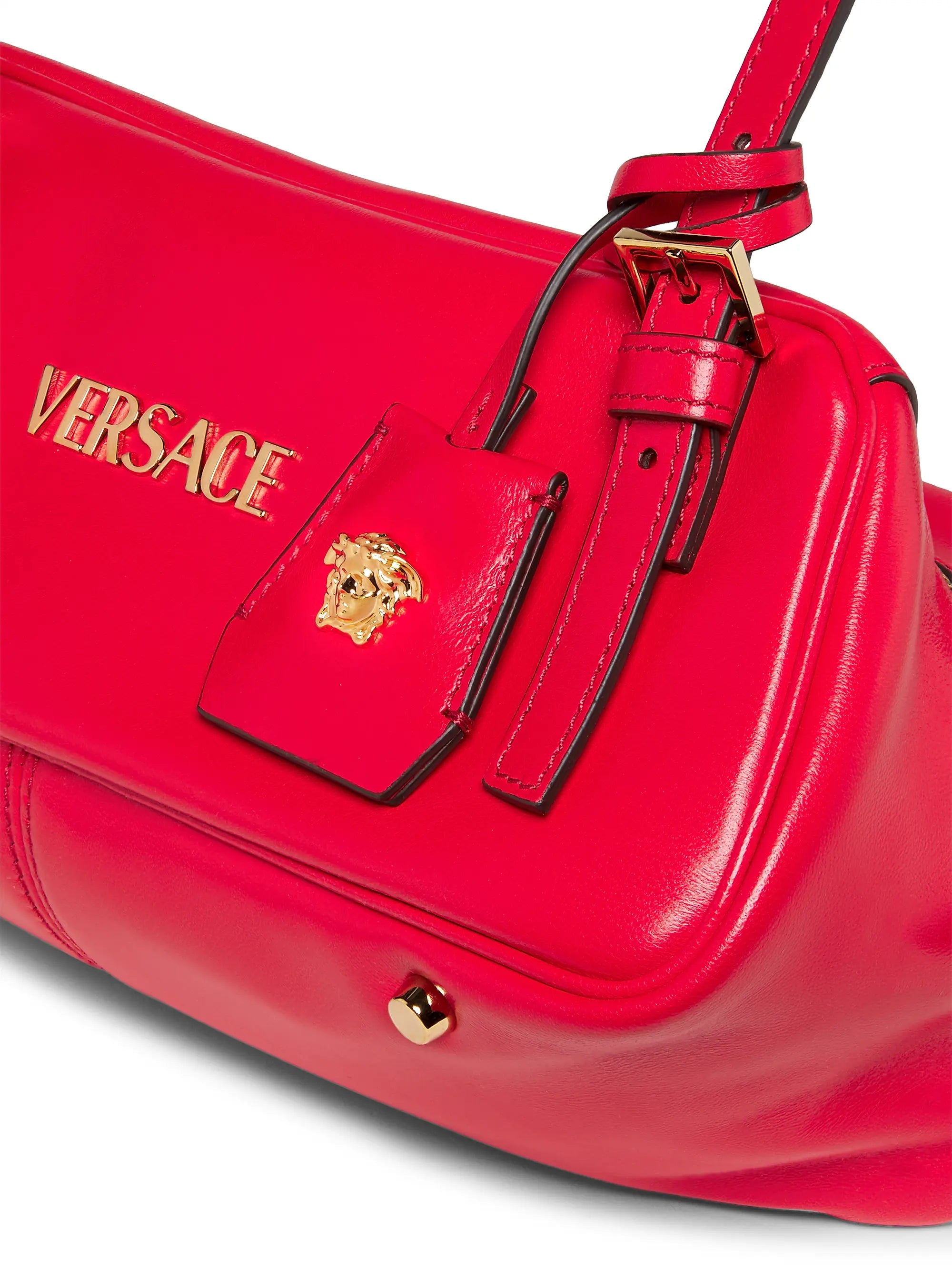Versace Tag Bowling Leather Shoulder Bag