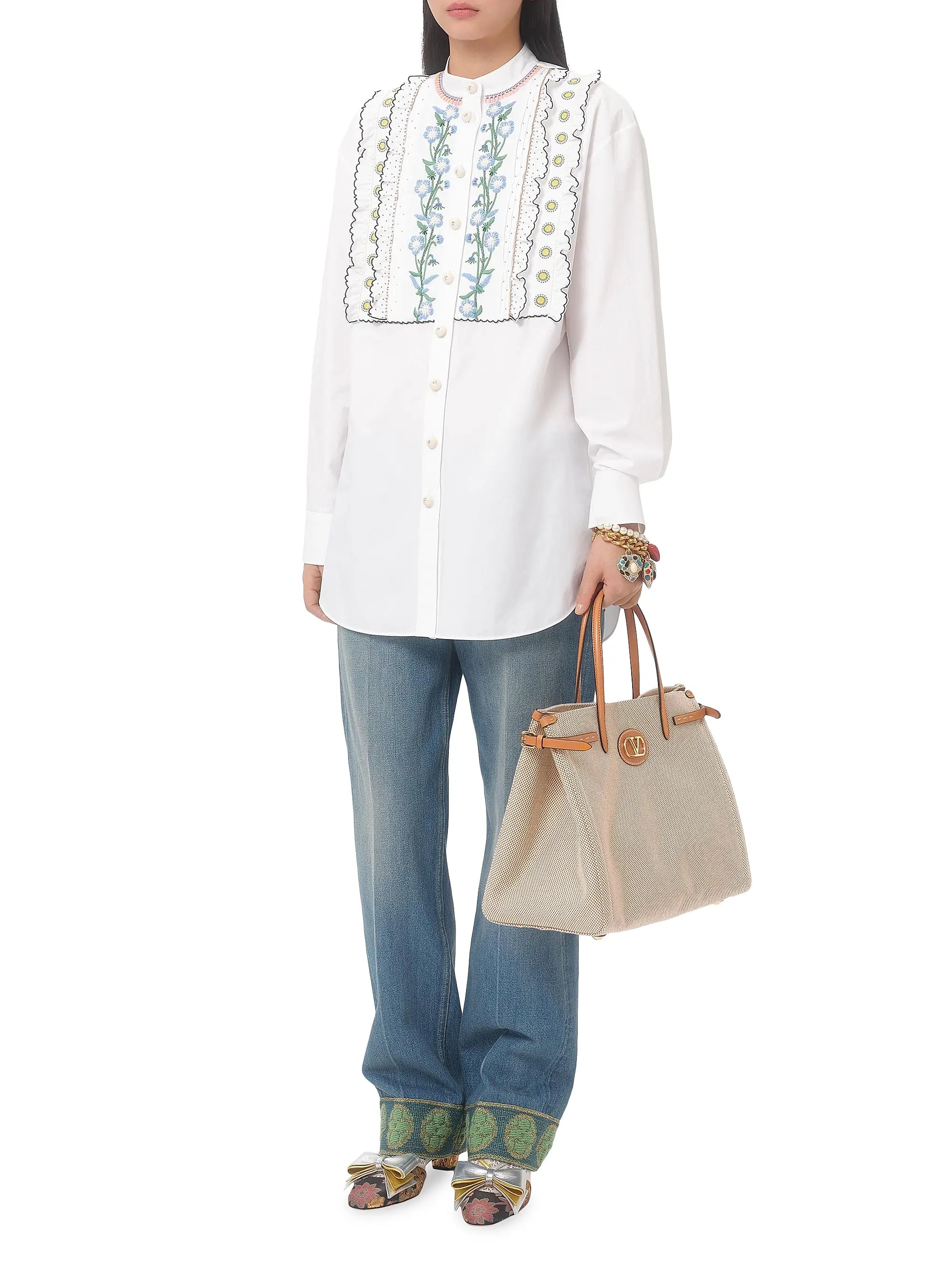 Valentino Garavani Antibes Medium Canvas Shopping Tote Bag