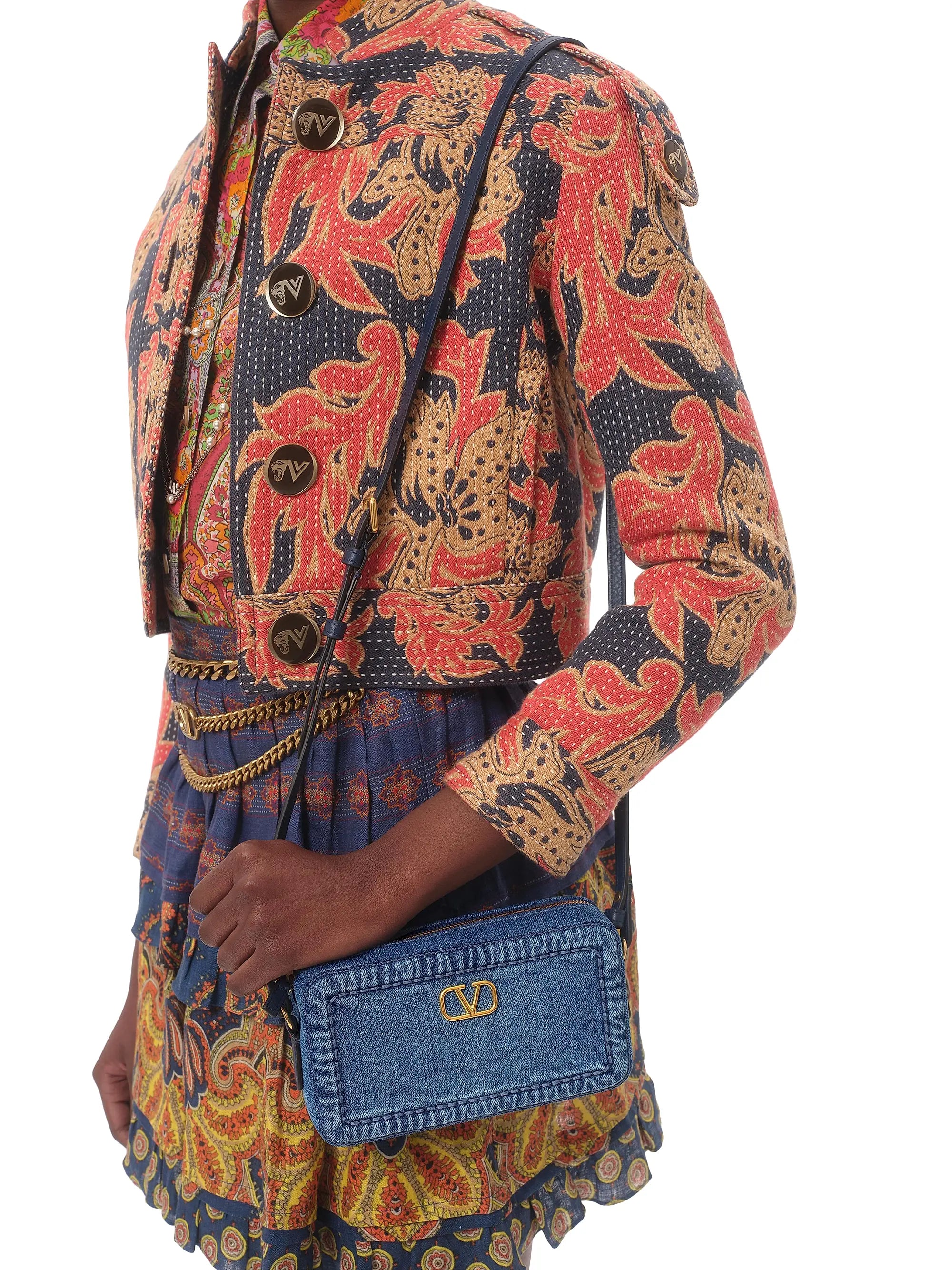 Valentino Garavani Alltime Mini Denim Shoulder Bag