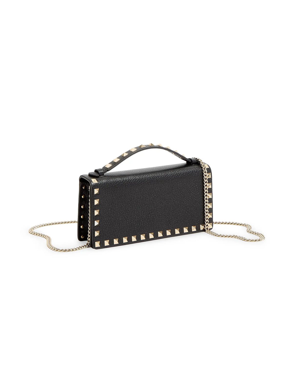 Valentino Garavani Rockstud Wallet with Chain in Grainy Calfskin