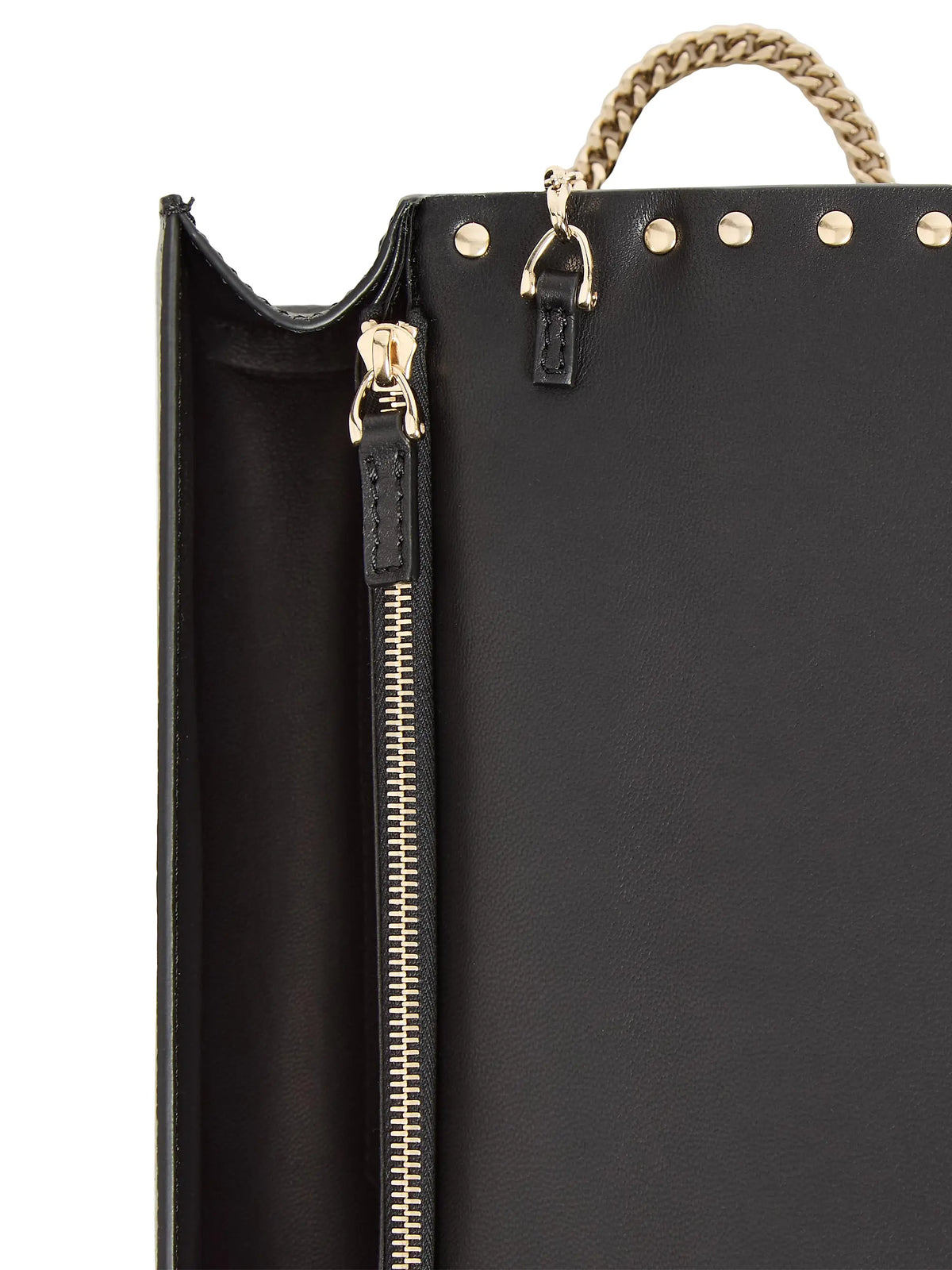 Valentino Garavani Rockstud Wallet with Chain in Grainy Calfskin
