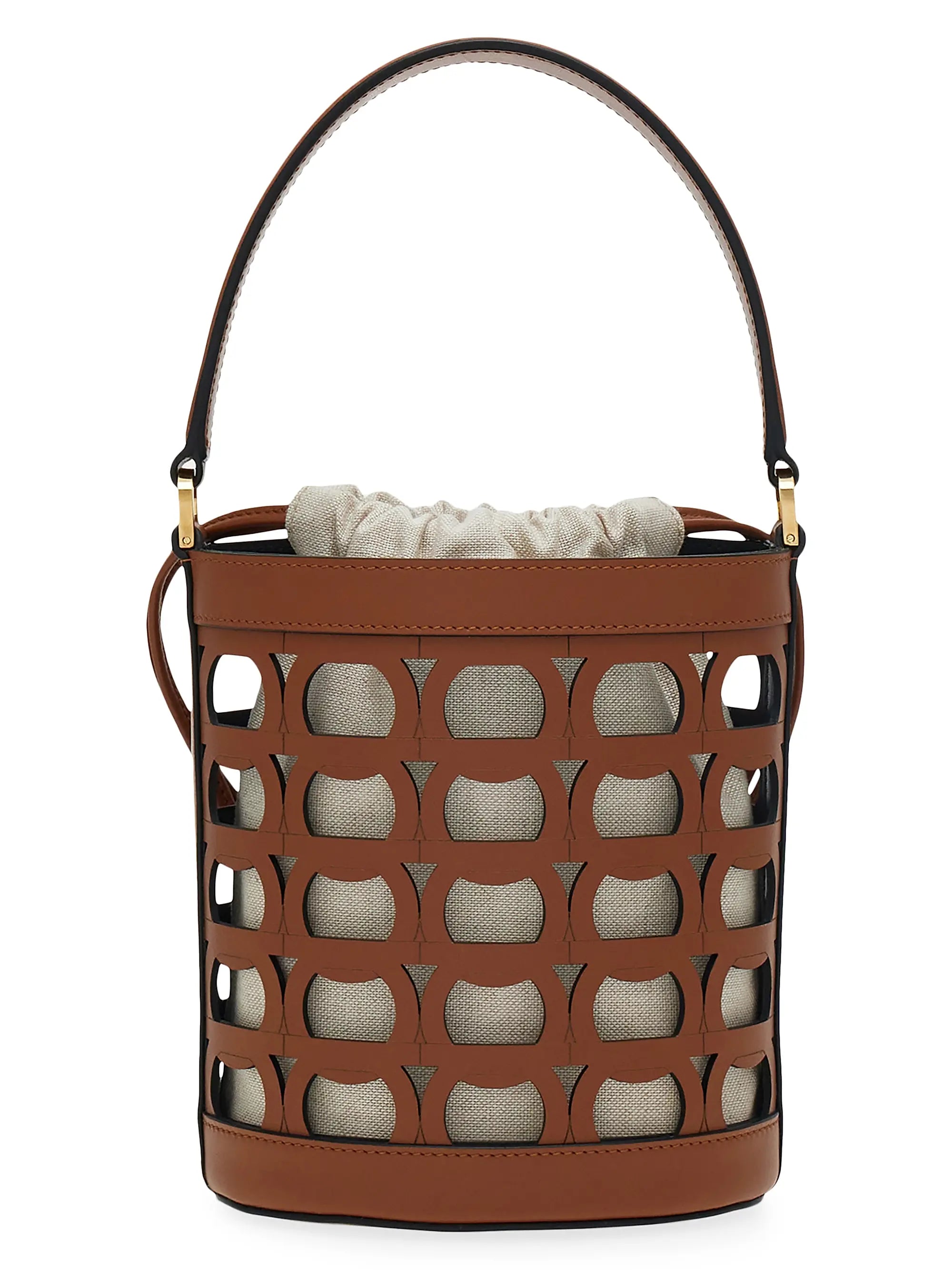 FERRAGAMO Gancini Leather Bucket Bag