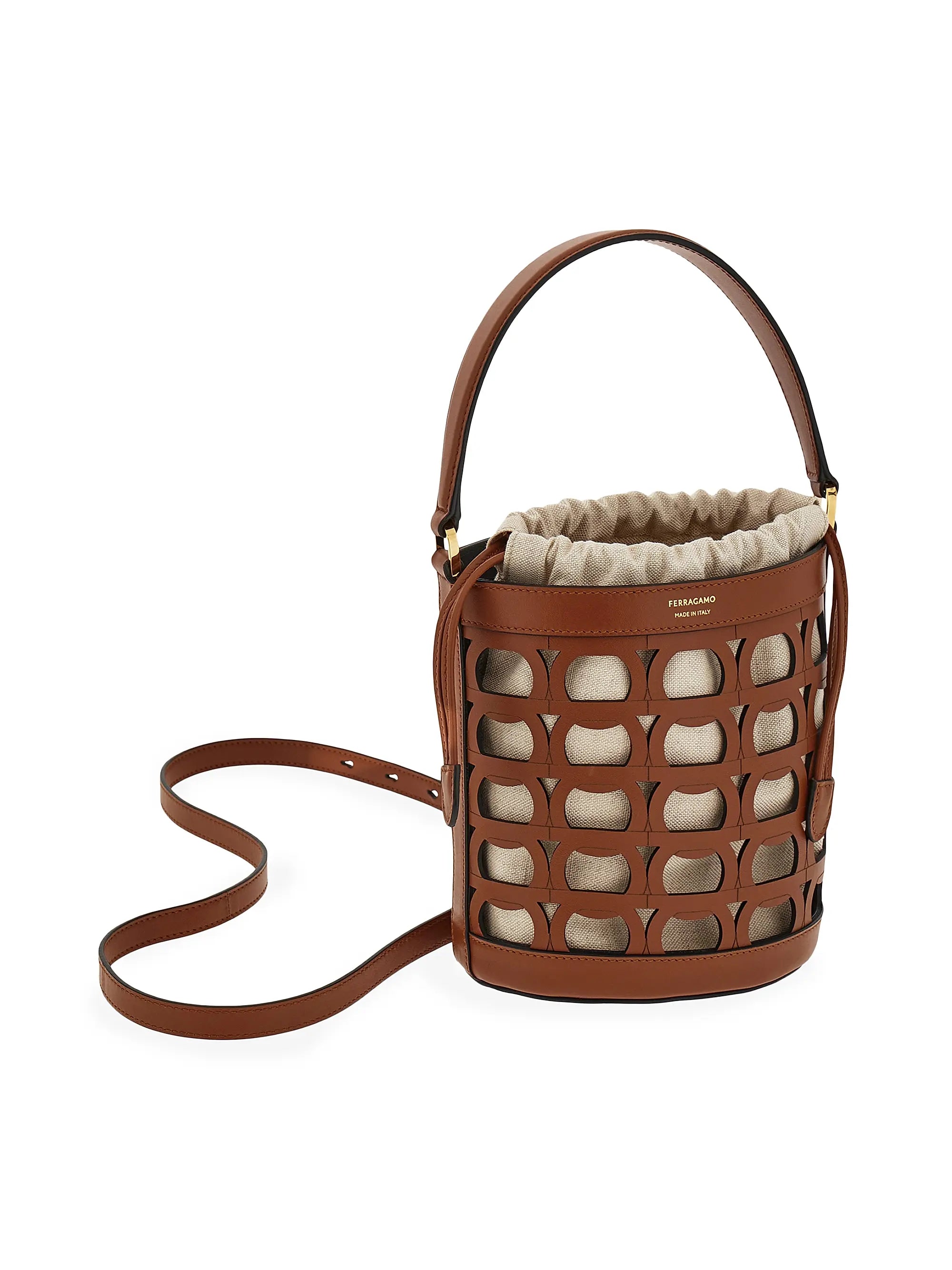 FERRAGAMO Gancini Leather Bucket Bag